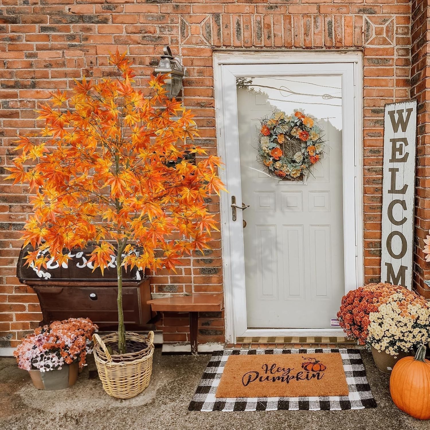 6.5FT Lighted Artificial Maple Tree – Fall Decor with LED Warm White Lights