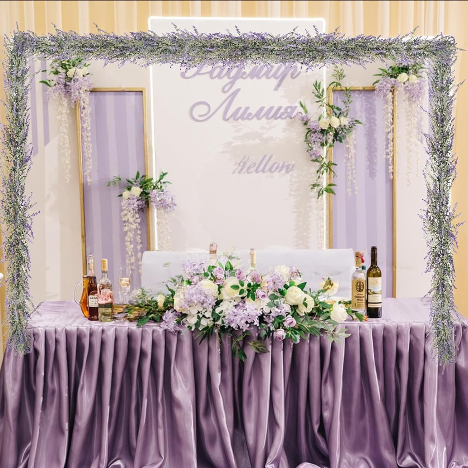 Spring Summer Lavender Purple Garland, 6Ft Lavender Artificial Green Garland, Fa