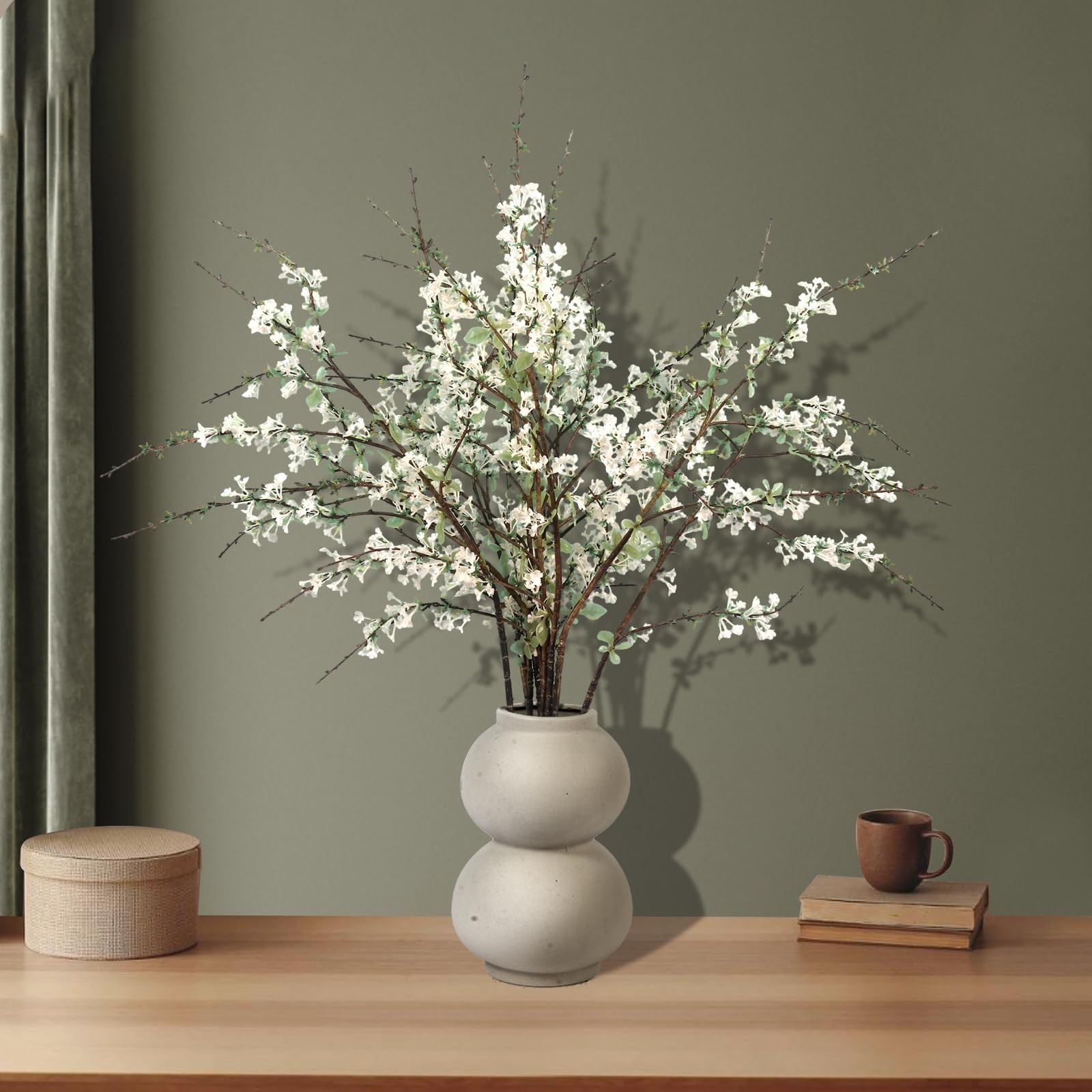 Geegoods White Flowering Branches, 10 Pack 32” Real Touch Artificial Flowers…