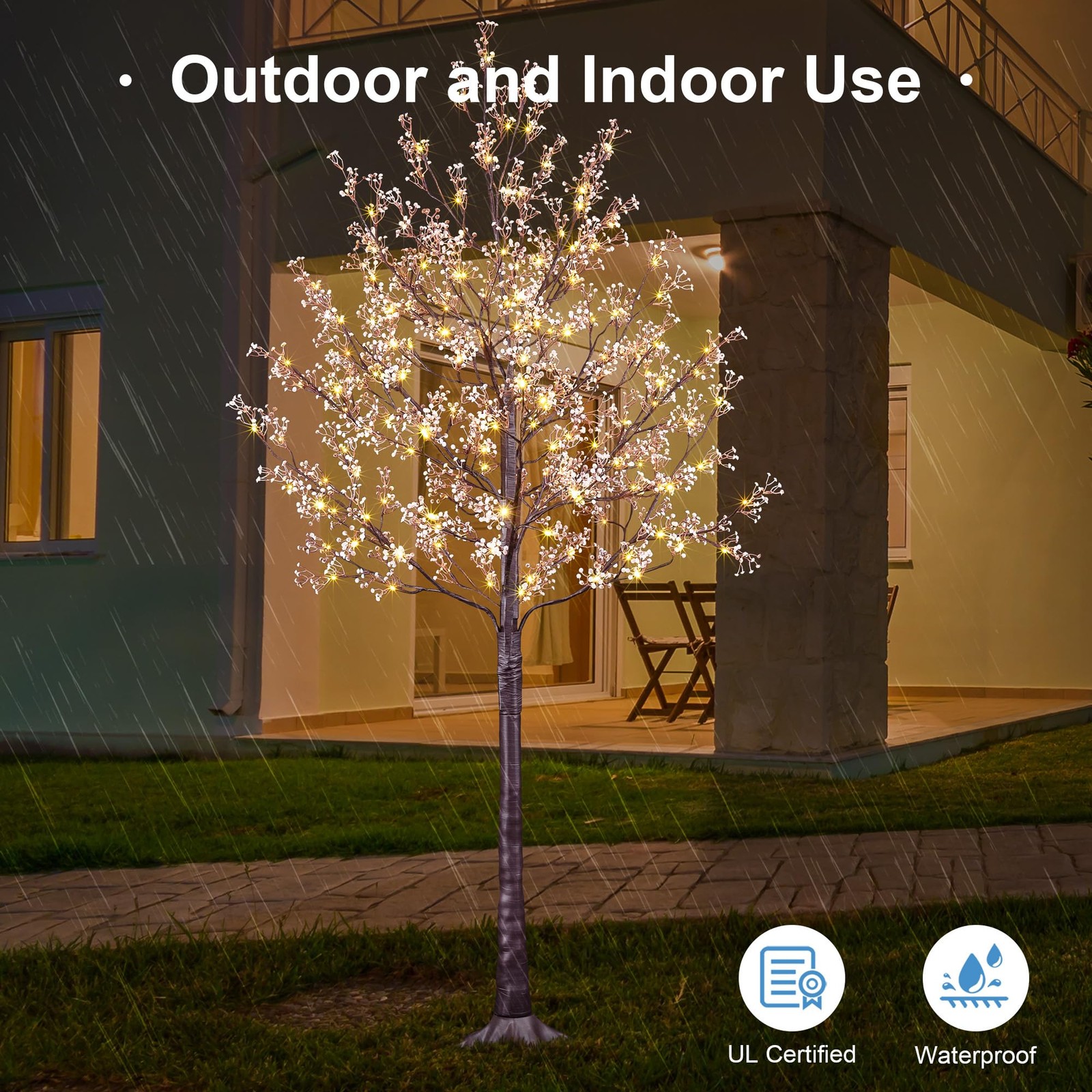 6FT Lighted Gypsophila Tree 176 LED Artificial Baby Breath Flowers Tree with …