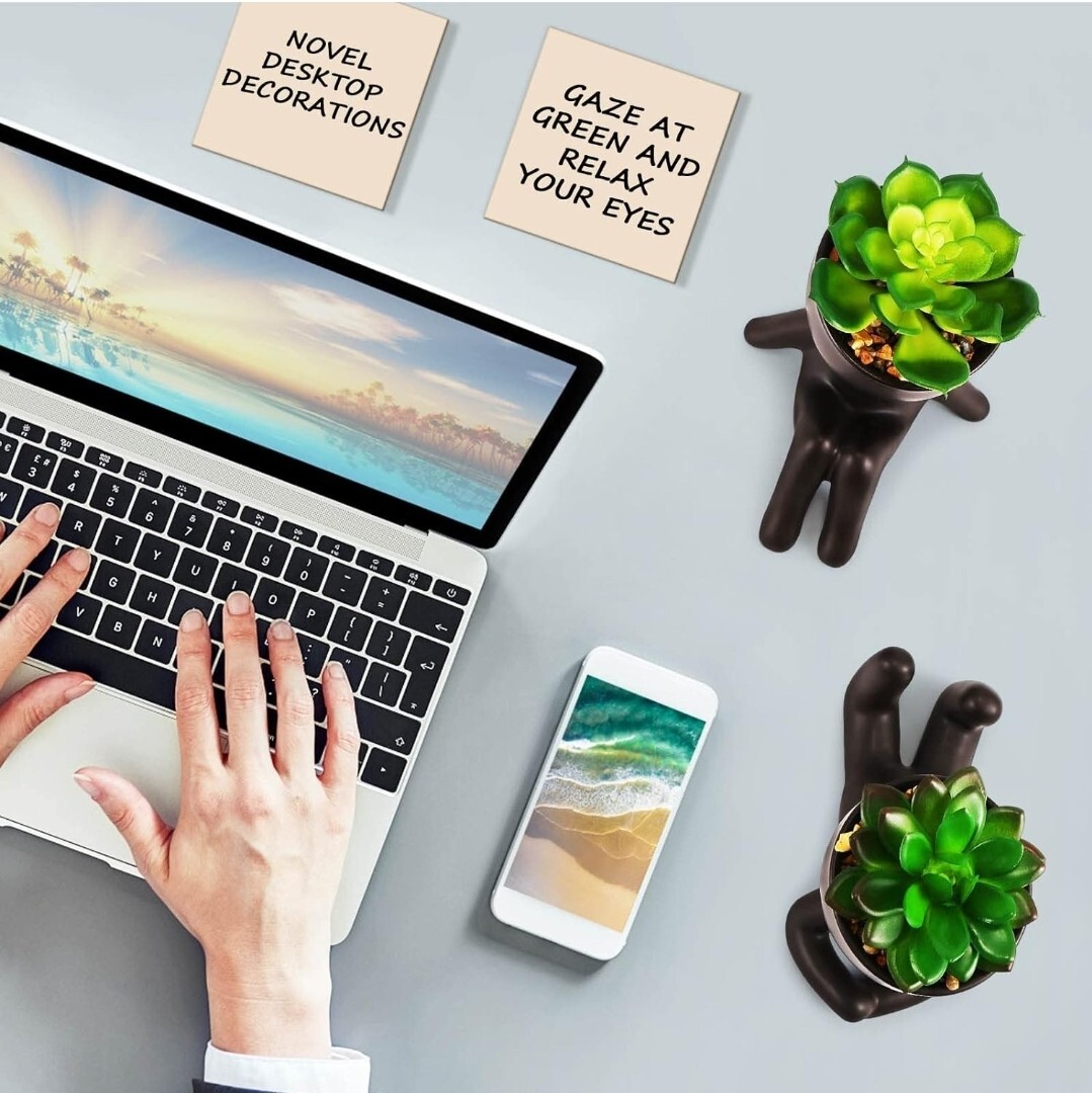 Fake Succulents, Artificial Plants Succulents in Black Modern Human Shaped