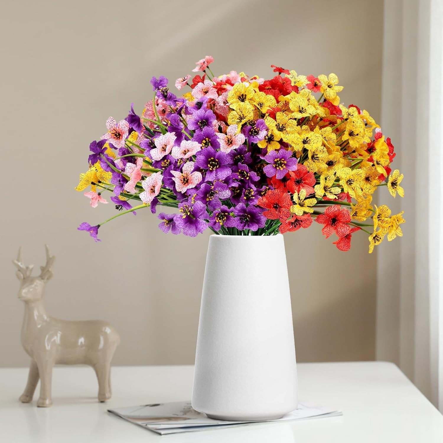 32 Bundles UV Resistant Artificial Mums – Vibrant Flowers for Outdoor Decor