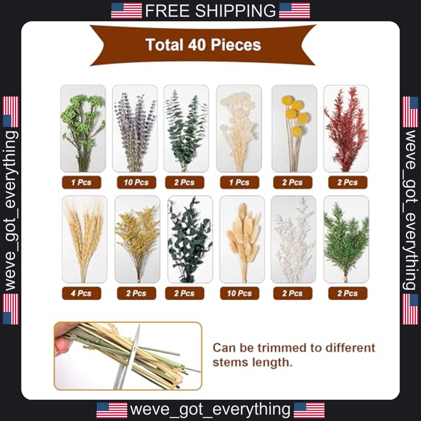 12 Pack Dried Flower Bouquet for Rustic Home Decor and Weddings