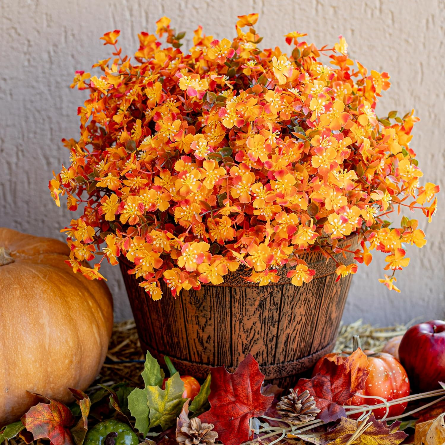 Artificial Fall Flowers Outdoor Fake Mums – 12 Bundes Fake Plants UV Resistant N