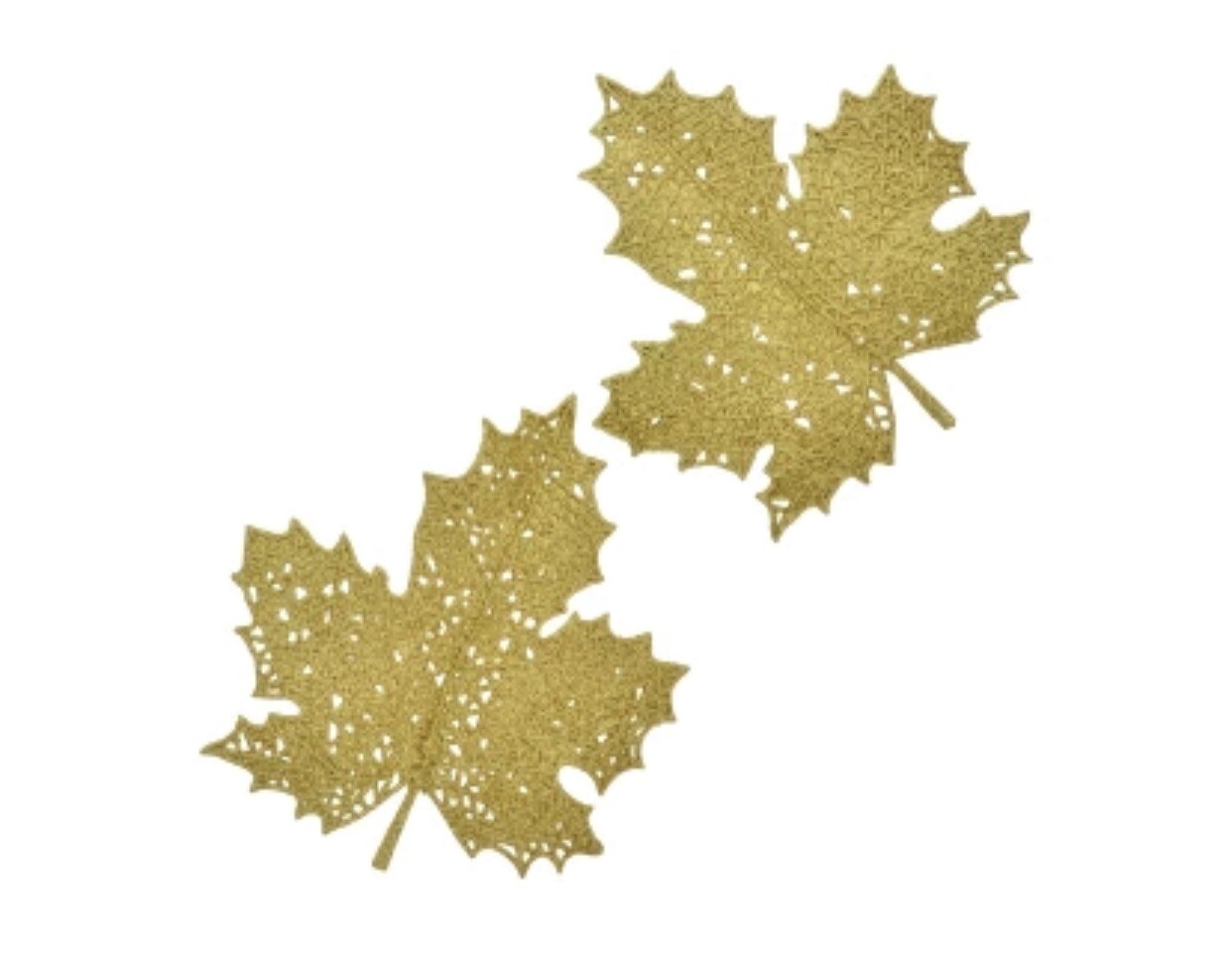 Glittery Plastic Maple Leaf Decorations w/Metal Clips 6PK Fall Autumn Decoration