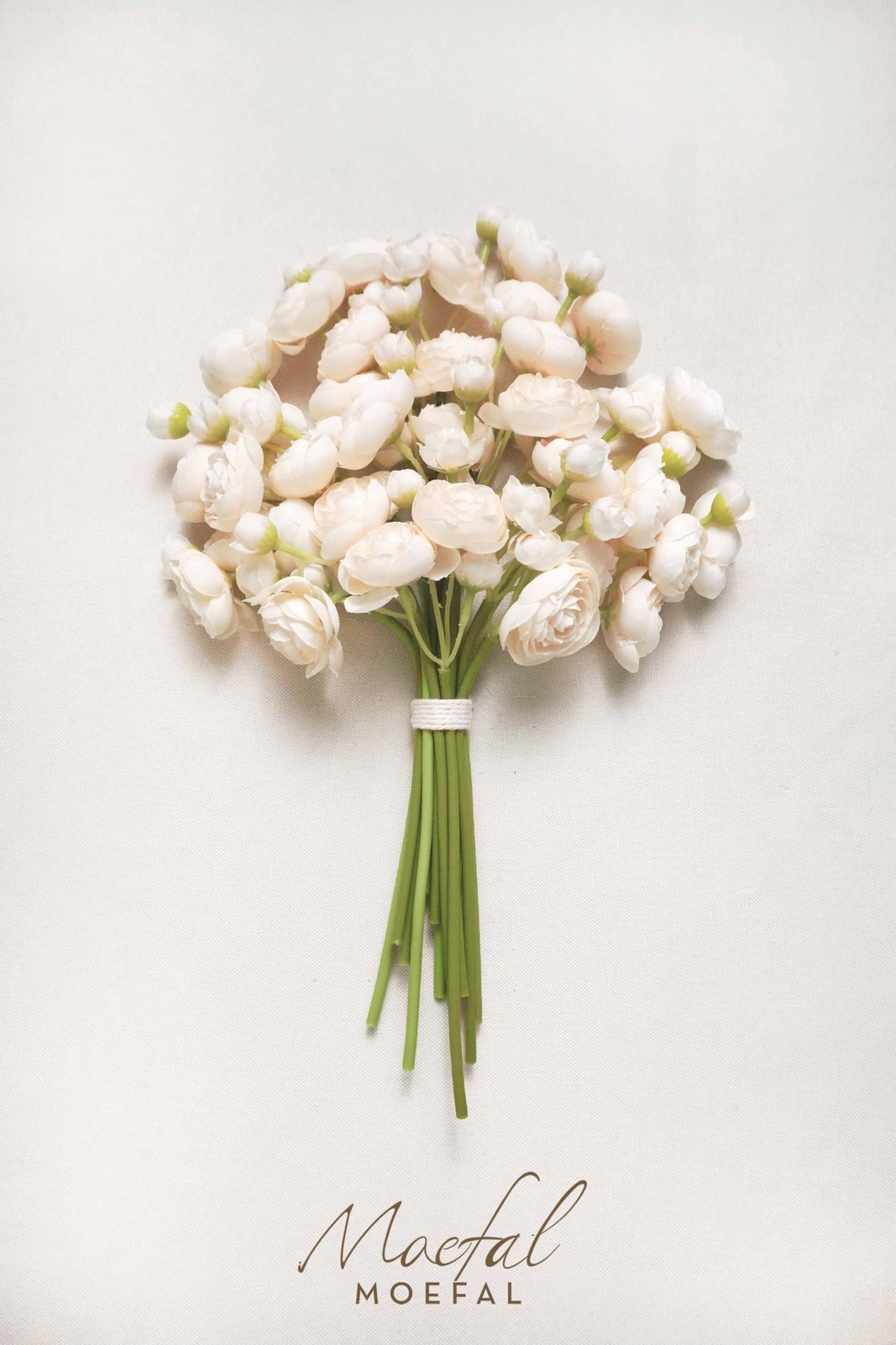 18 PCS Ranunculus Artificial Flowers Faux Silk Mini Bulk Fake Cream Decor