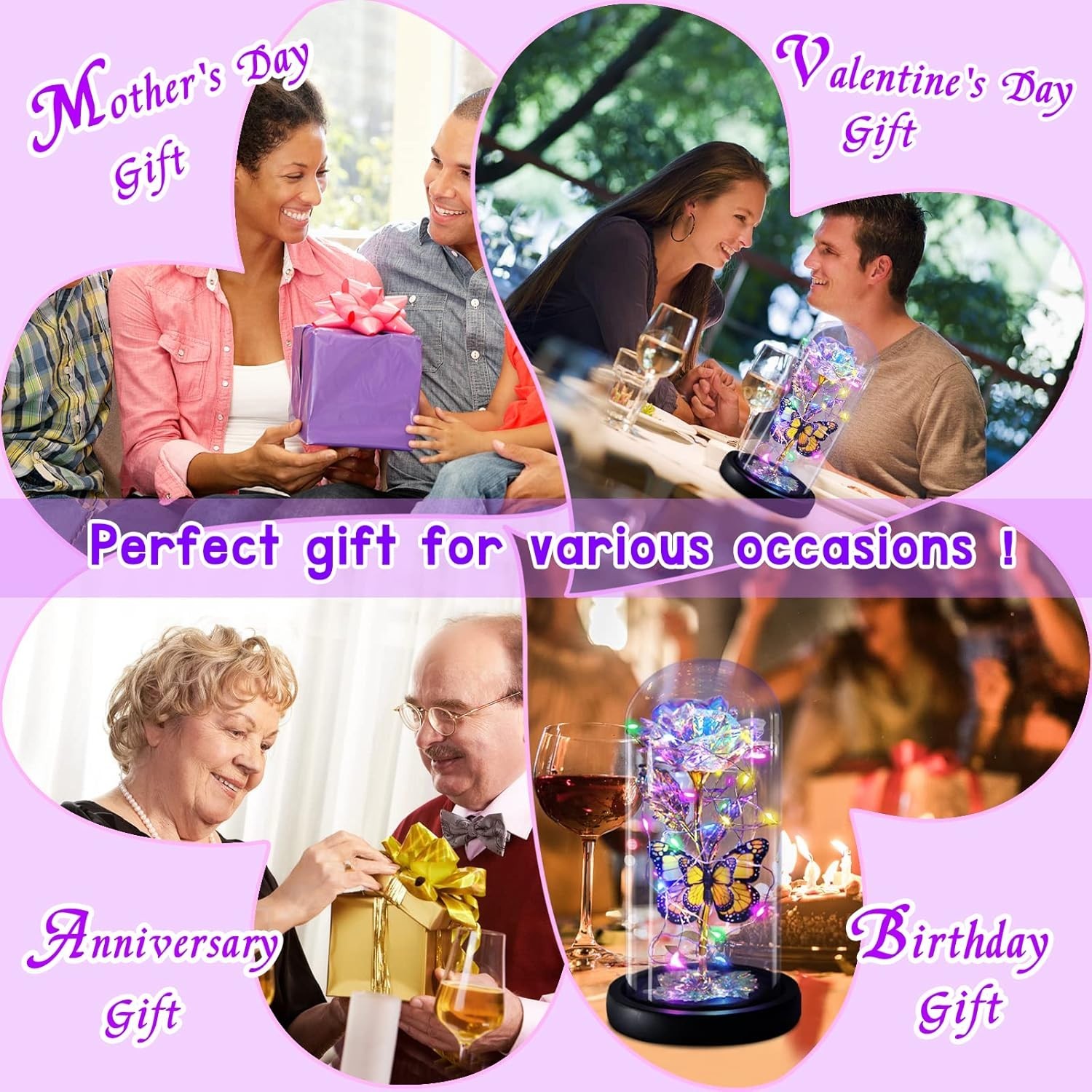Charming Galaxy Rose with Butterfly – Glass Dome Gift for Special Moments