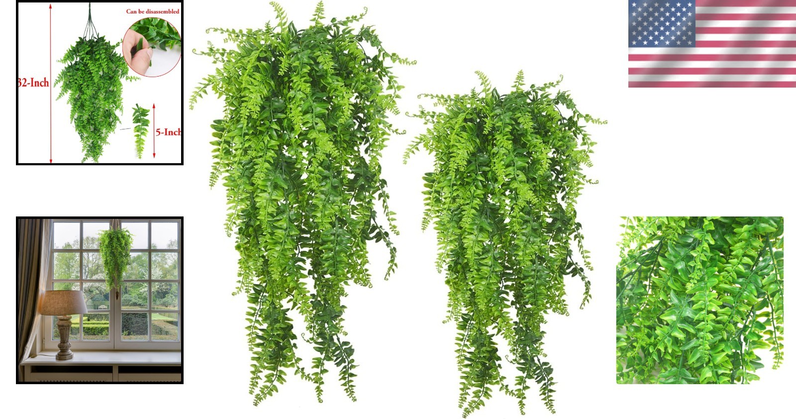 Stylish 2-Pack Artificial Ivy Ferns – Water-Resistant for Indoor & Outdoor Use