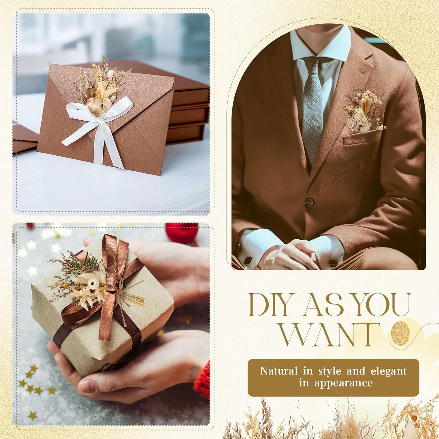 12 Pcs Boho Dried Flower Bouquet Mini Wedding Handmade Dry Flowers Decor for Vas