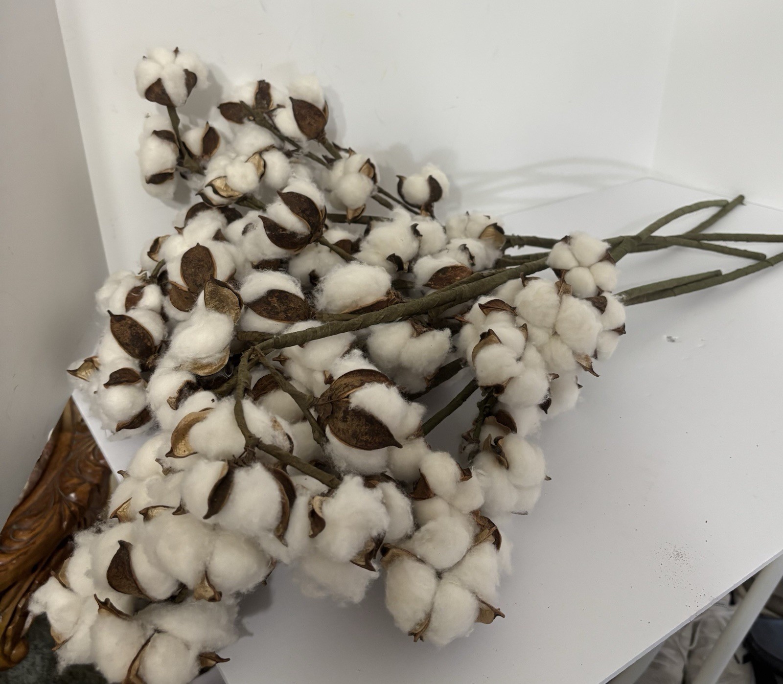 6 STEMS ARTIFICIAL COTTON FLORAL ARRANGEMENT DESIGN FLOWERS CRAFT SUPPLIES