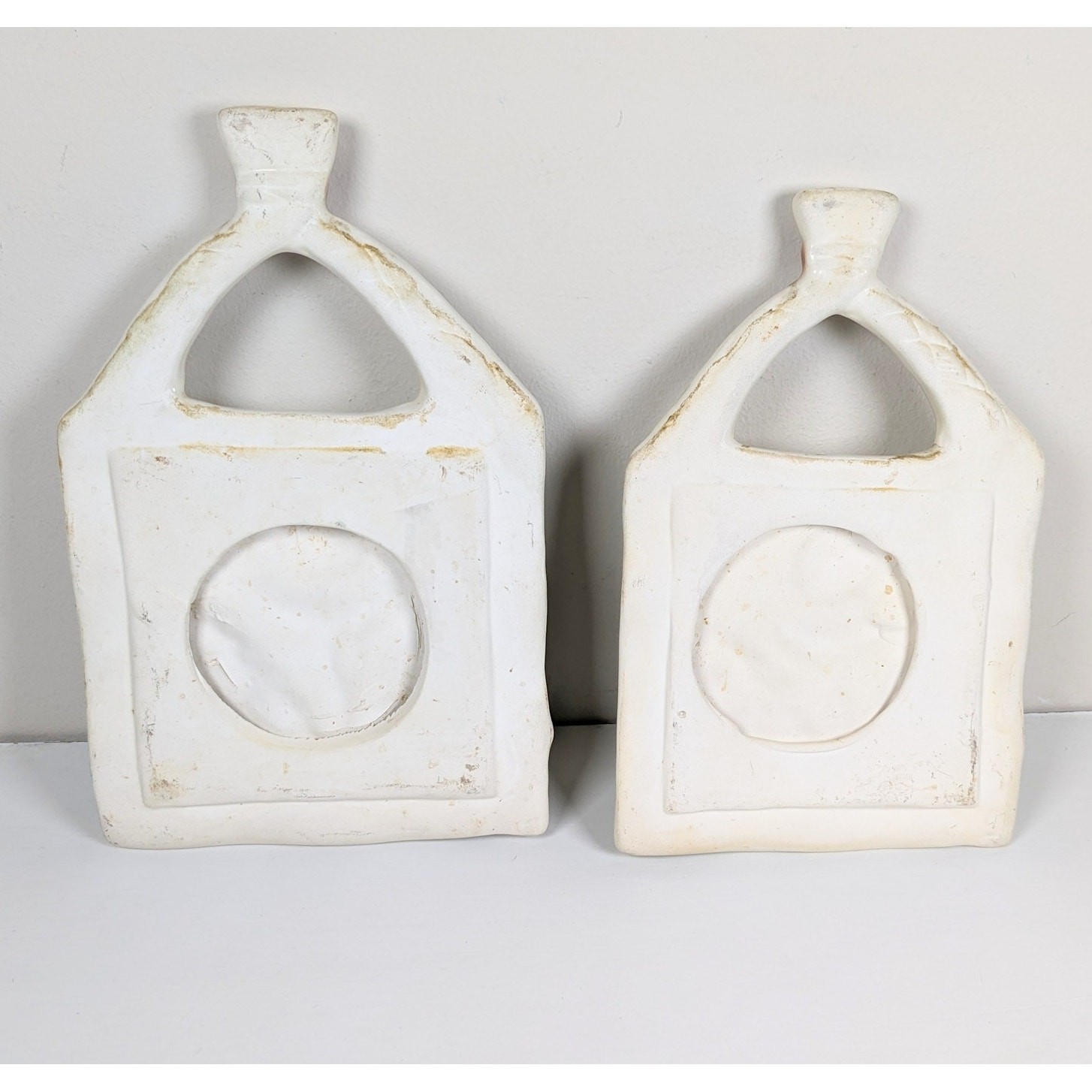 Vintage Ceramic Sunflower Wall Hangs Yellow and Green Hanging Wall Art Pair