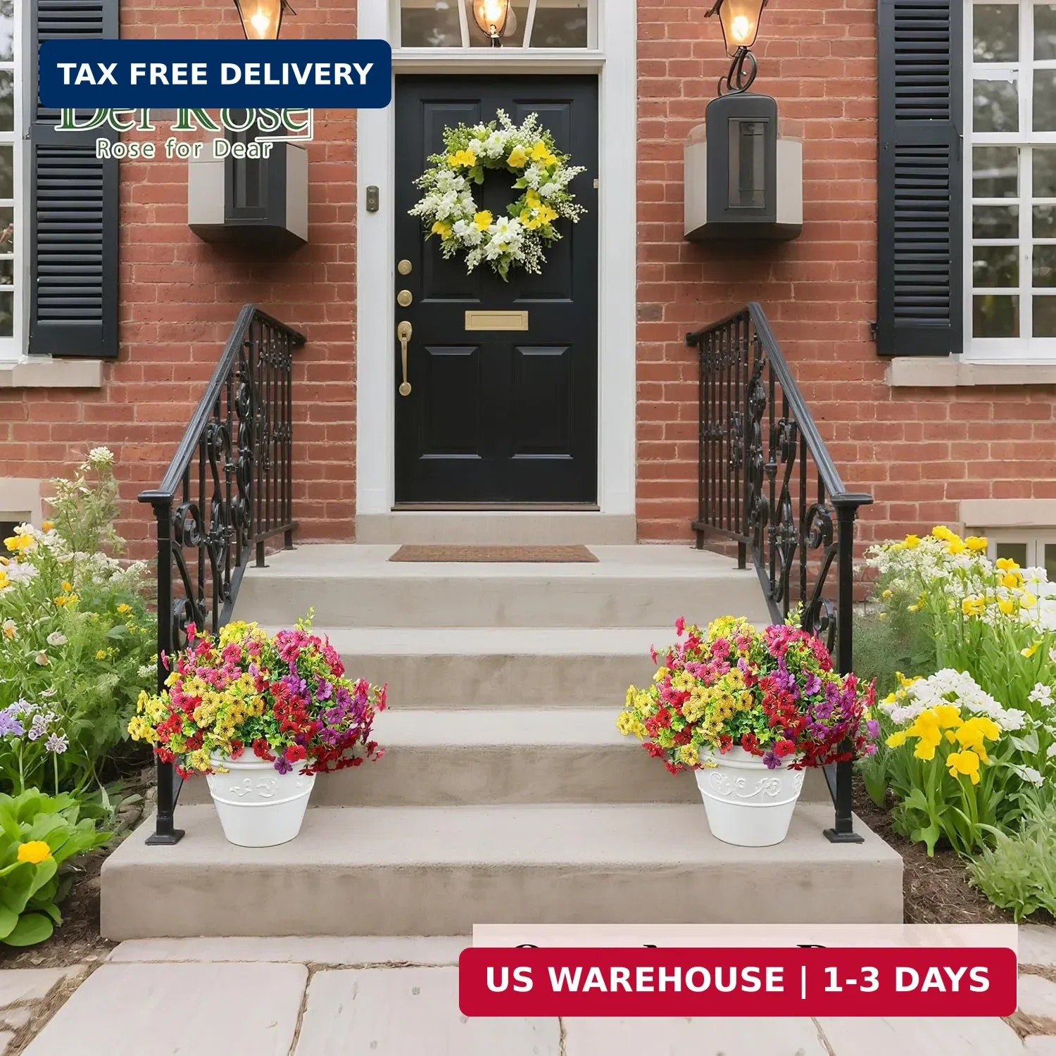 Der Rose 12 Bundles Artificial Flowers for Outdoors Fake Flowers Plants Spring S