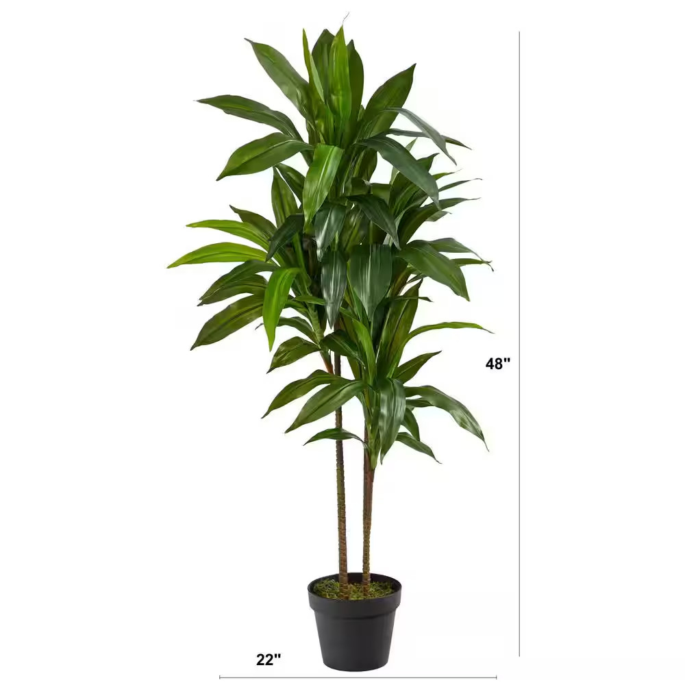 Real Touch 48 In. Artificial H Green Dracaena Silk Plant
