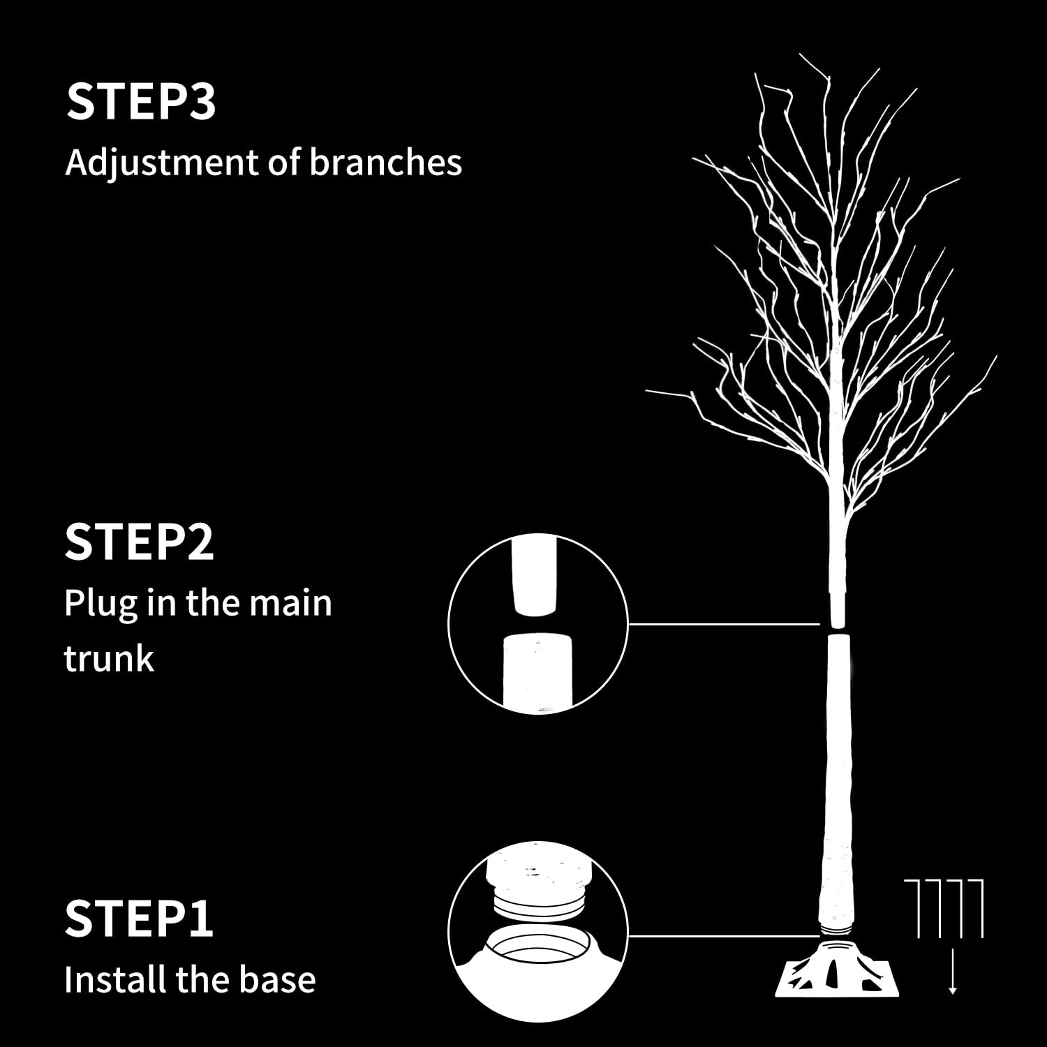 Birch Tree Lights,2 Pack 6 Feet Prelit White Artificial Christmas Trees,Birch…