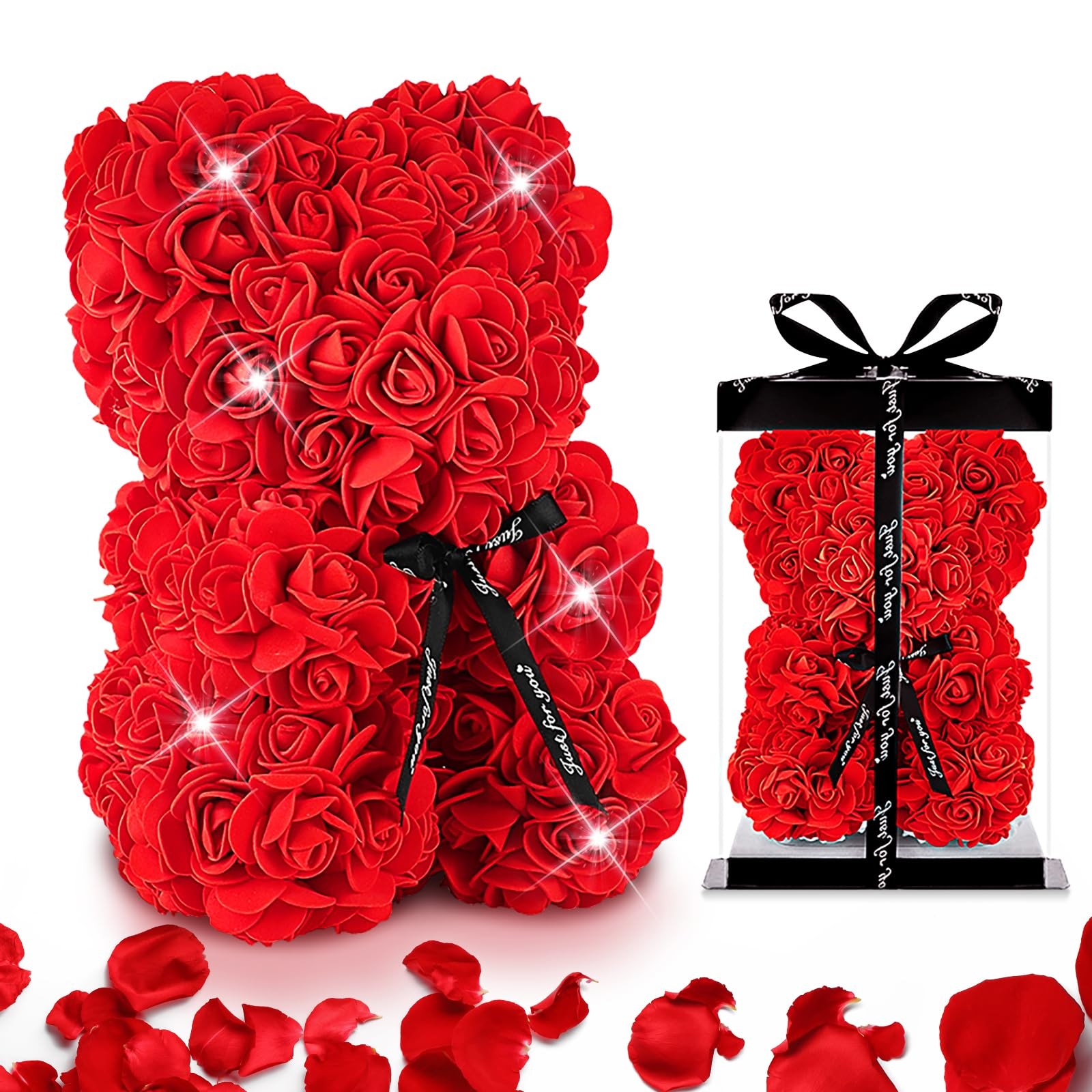 ODABAN Rose Bear-Rose Teddy Bear Girlfriend Gifts for Valentine’s Day Rose Bear
