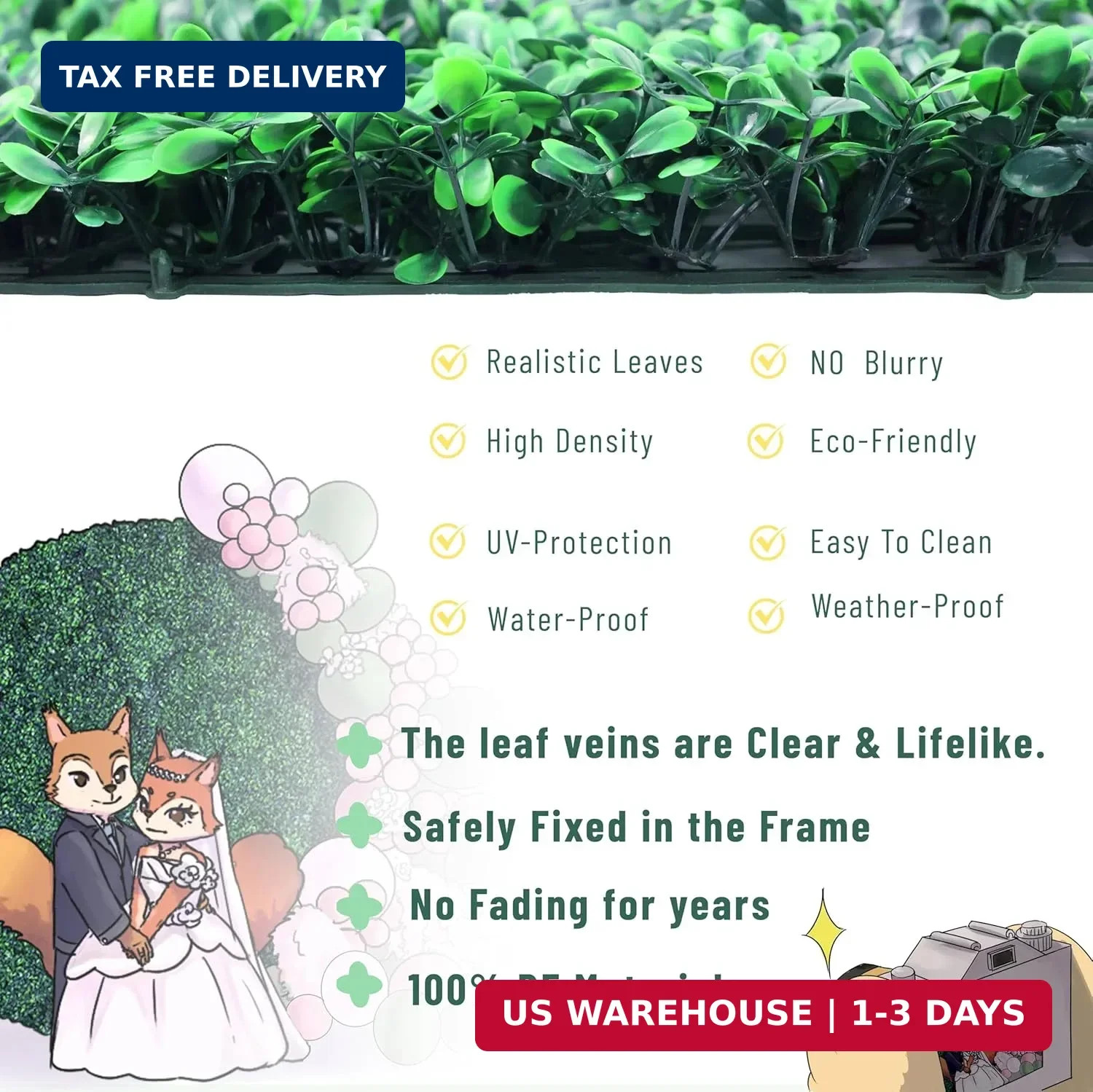 12Pcs 20″x20″ Artificial Boxwood Outdoor Plant Panel Greenery Walls Screen