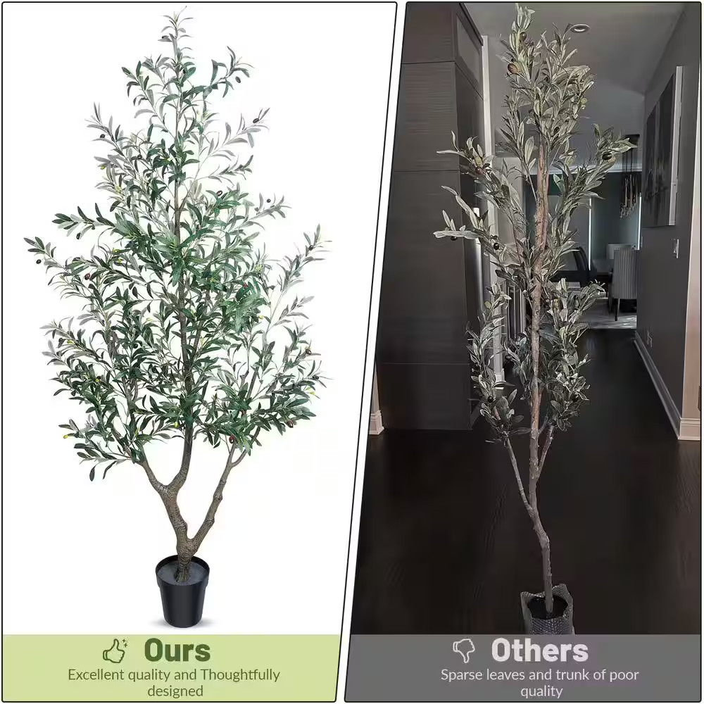 7 Ft. Artificial Olive Tree Faux Olive Silk Tree Faux Plant in Pot for Indoor…