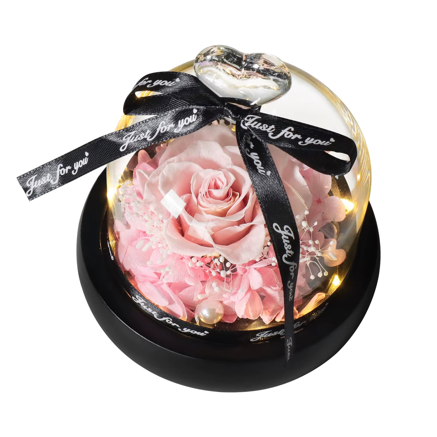 Eternal Rose in Glass Dome with LED Light – Ideal Gift for Women and Moms