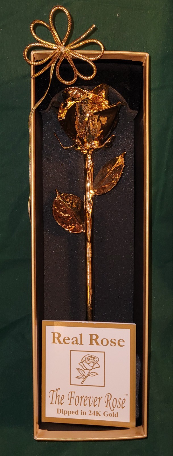 REAL 24K GOLD ROSE, Genuine One Of A Kind Rose Hand Dipped In 24K Gold In Box