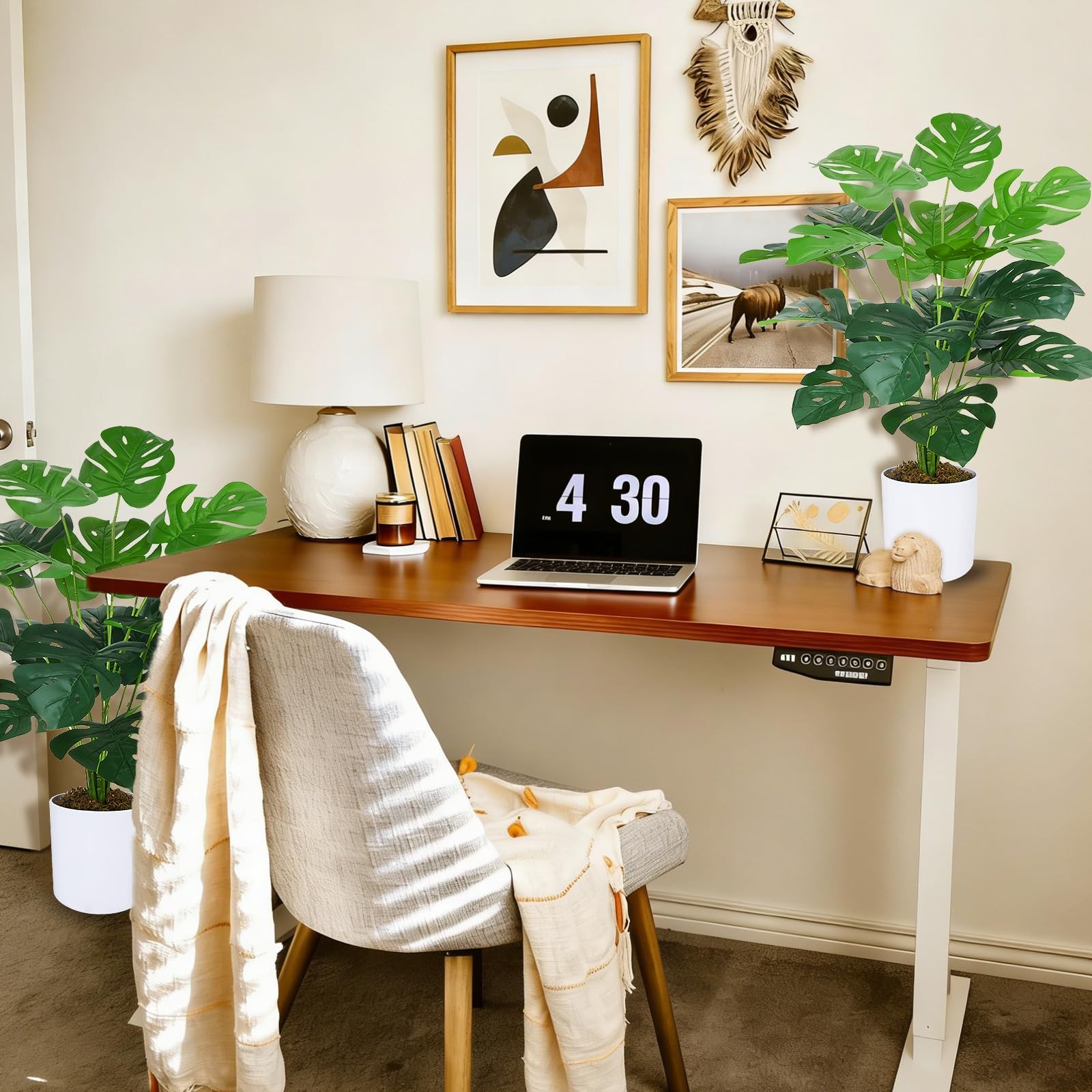 2 Pack Large Fake Plants 28″ Artificial Monstera Faux Potted Plants Indoor Ou…