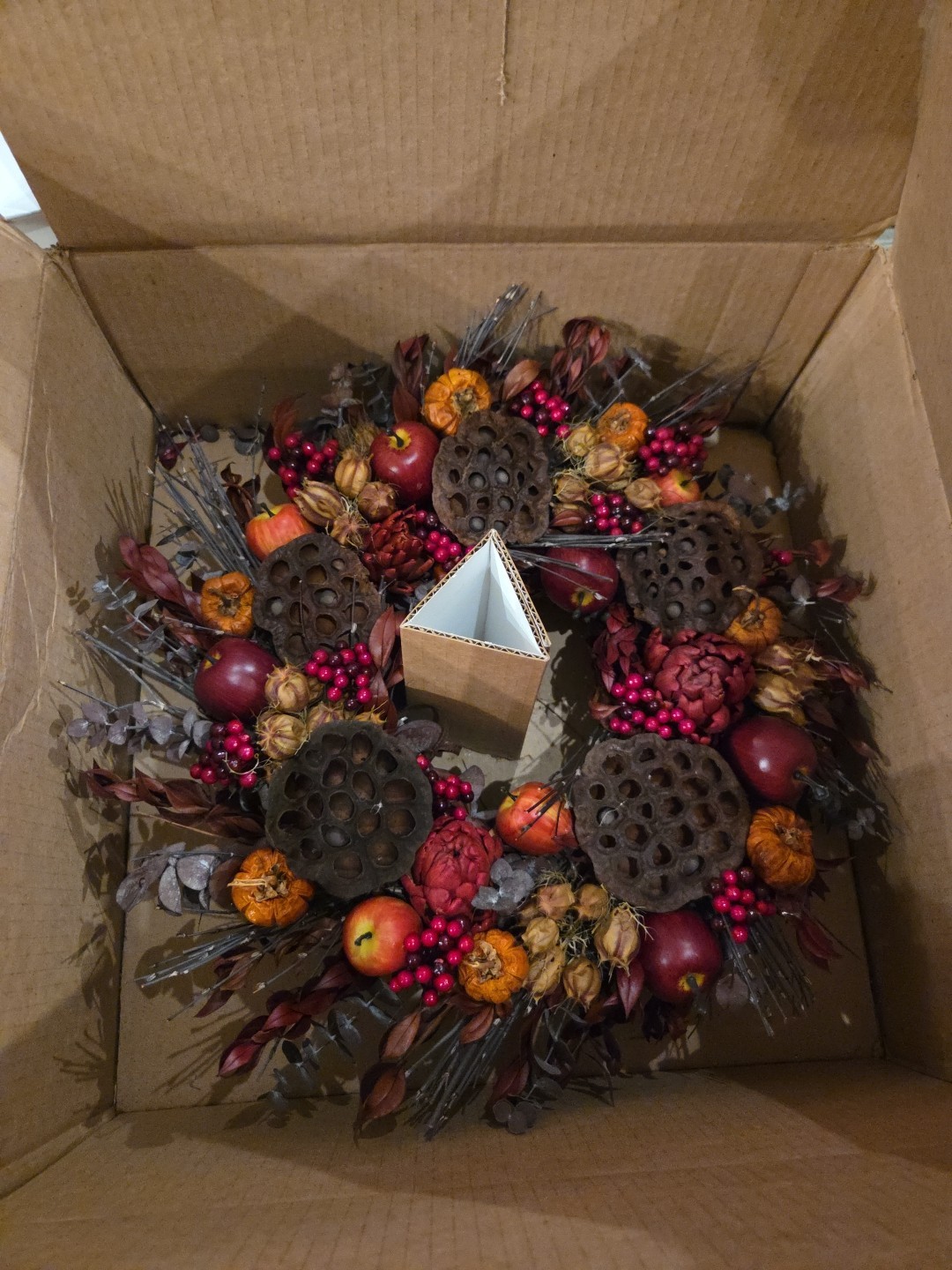 18″ Rustic Pomegranate Apple Eucalyptus Door Wreath Handmade In Mexico