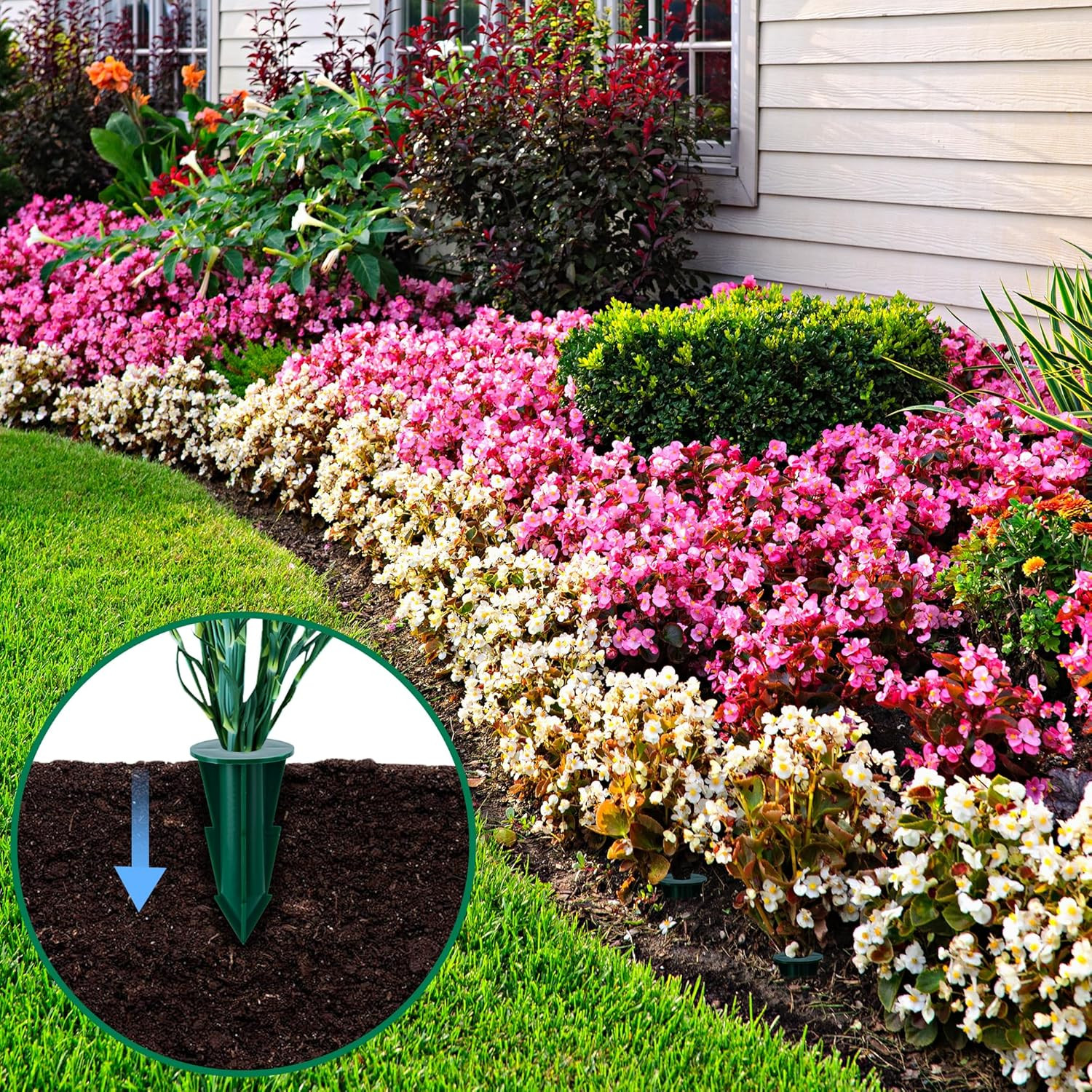 12 Pcs Memorial Artificial Flower Holder, Patio Garden Floral Ground Spikes, Cem