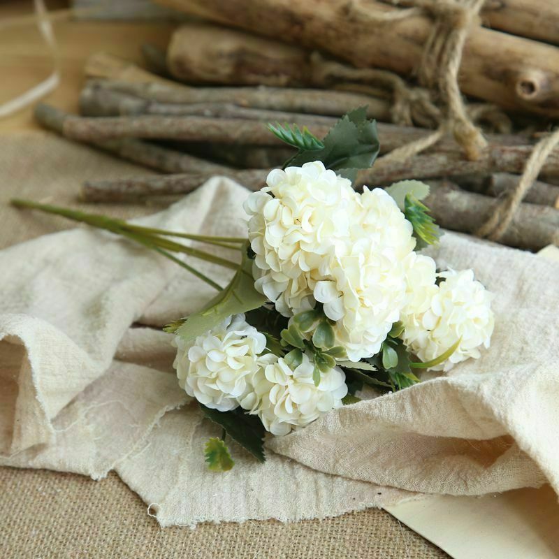 10 Heads Artificial Hydrangea Flowers Silk Bouquet Party Wedding Home Xmas Decor