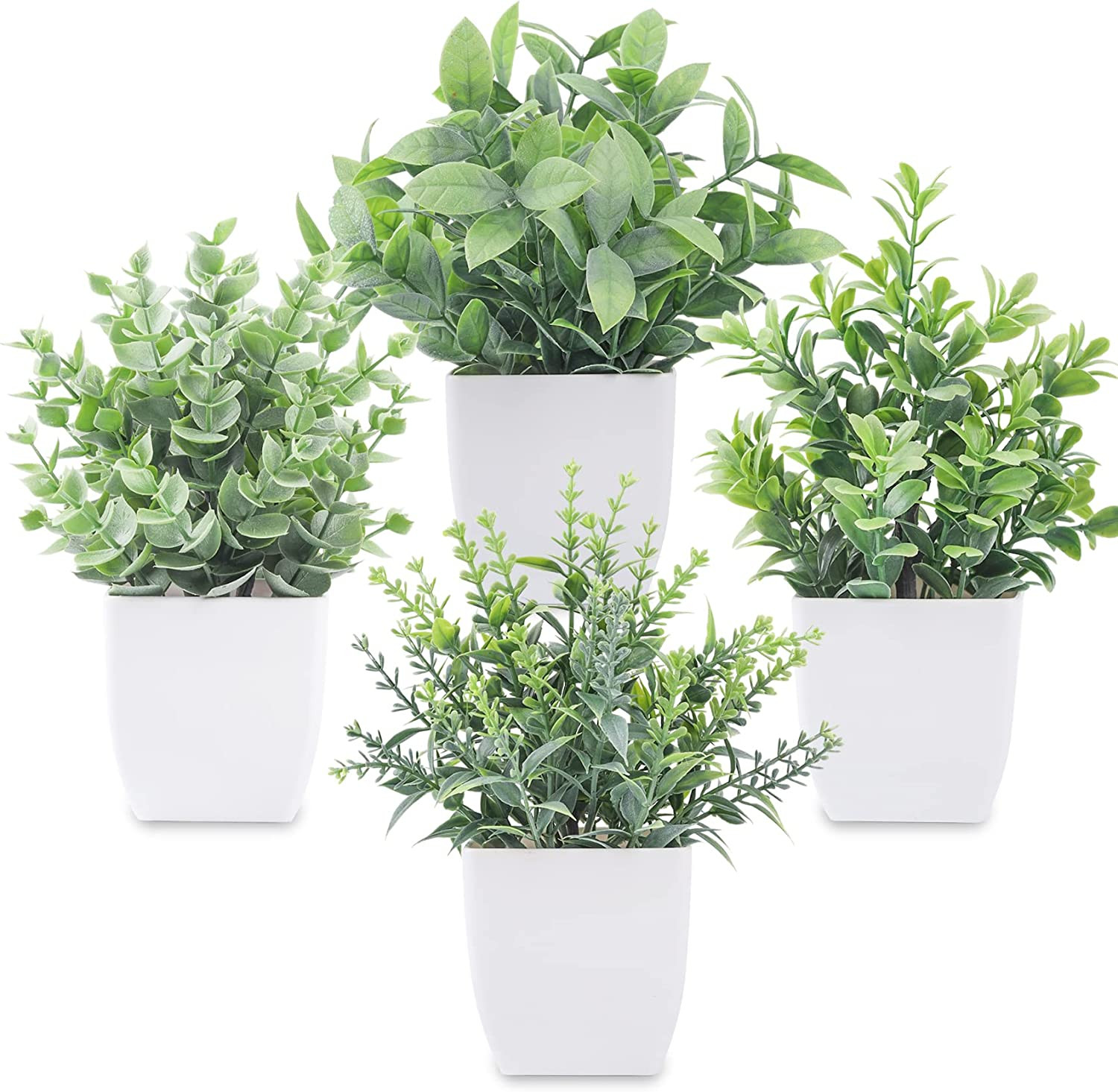 4 Pack Fake Plants Mini Artificial Greenery Potted Plants for Home Decor Indoor