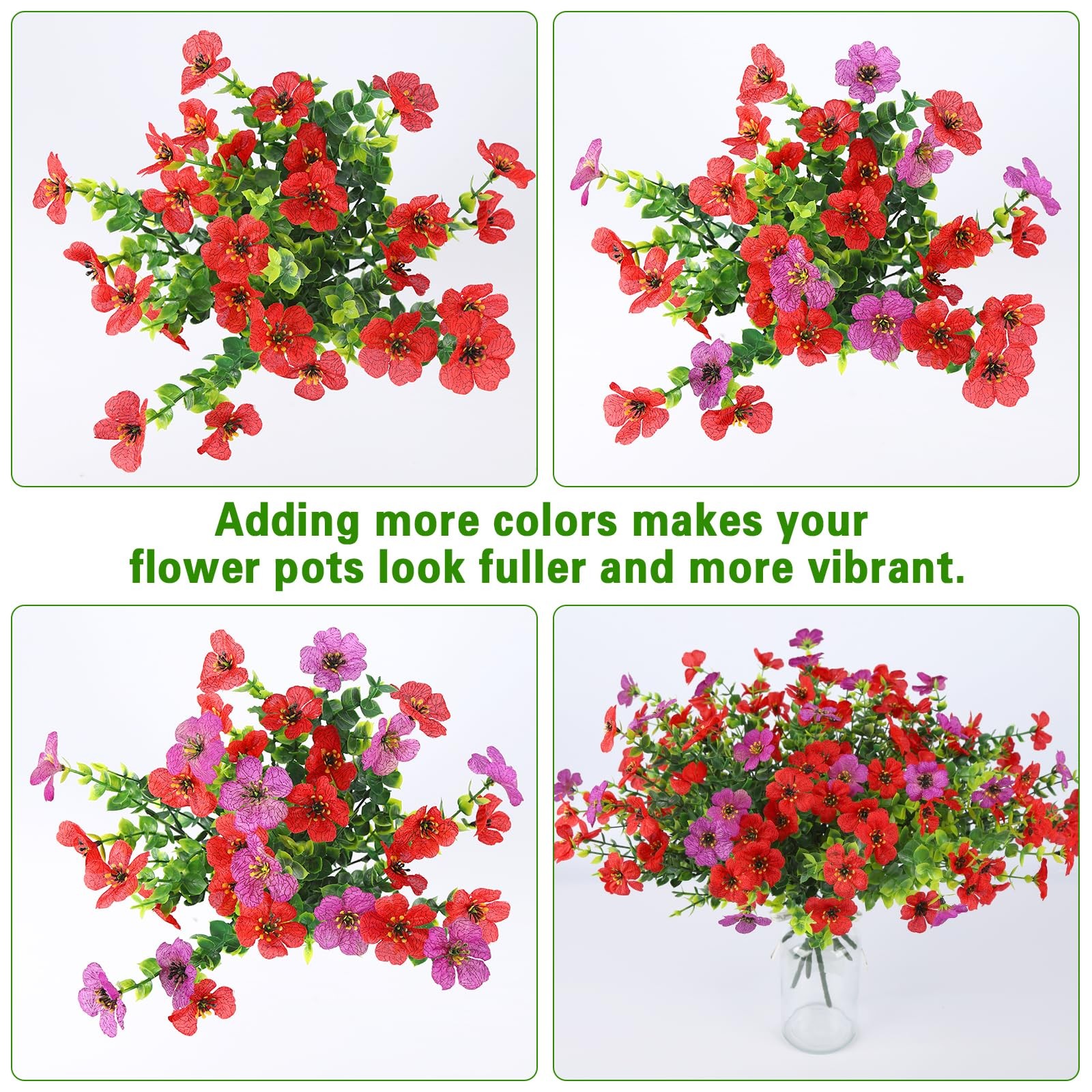 50 PCS Red Violet Artificial Flower Heads For Crafts Detachable Silk Fake DIY