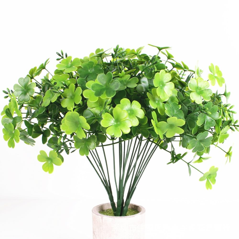 5 PCS Artificial Shamrock Flower Bush Fake Clover Plants for St Patricks Day,…