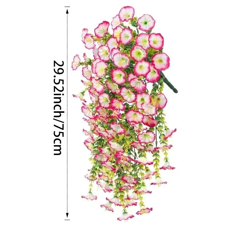 2PCS Artificial Morning Glory Vines UV Resistant Hanging Flowers Outdoor Decor