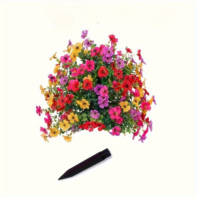 2Pcs Artificial Violet Flowers Ground Spike Fake Plants Garden Patio Yard Decor