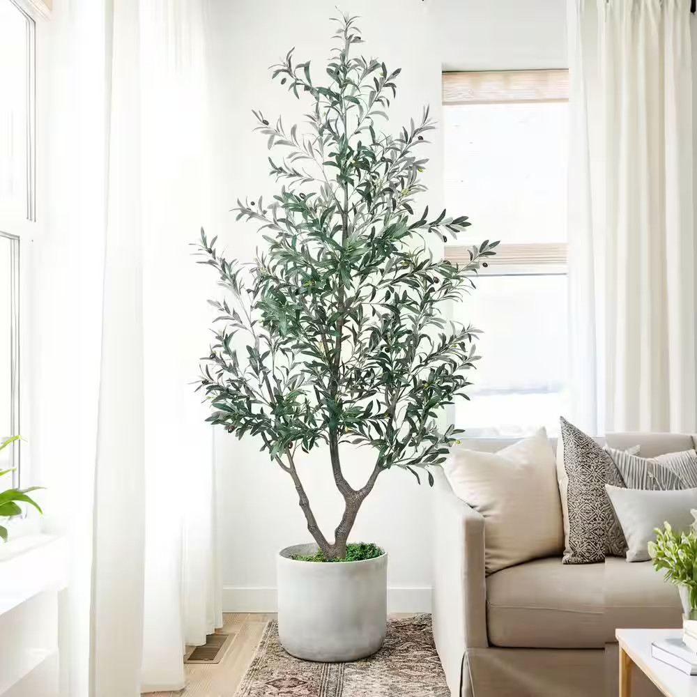 7 Ft. Artificial Olive Tree Faux Olive Silk Tree Faux Plant in Pot for Indoor…