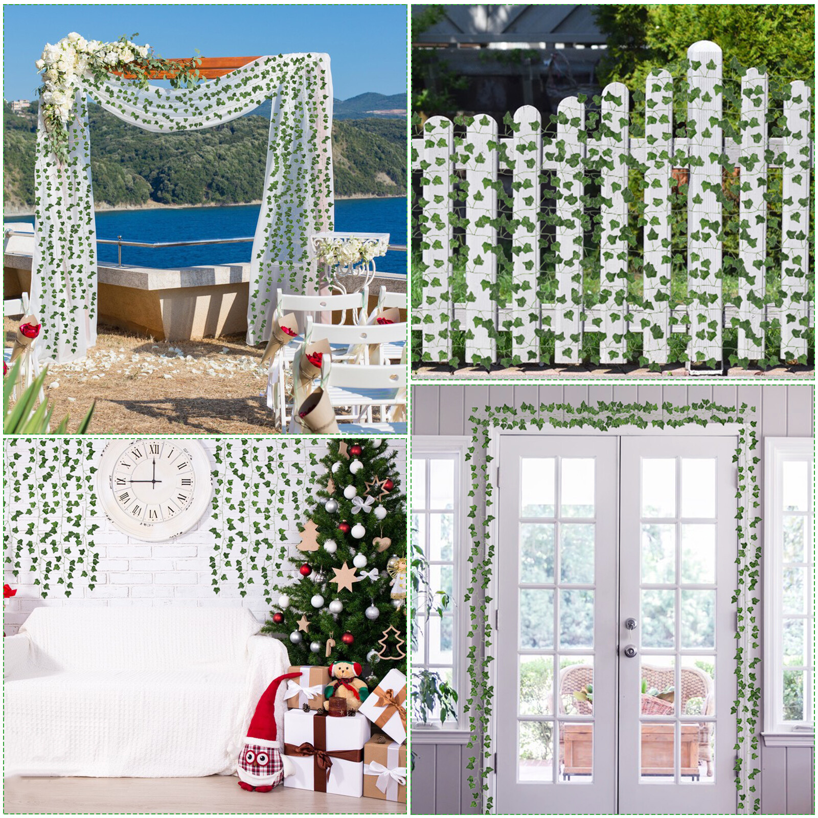 EZFLOWERY 120 Strands 840 Feet Artificial Ivy Vines Leaves, Silk Garland Fake
