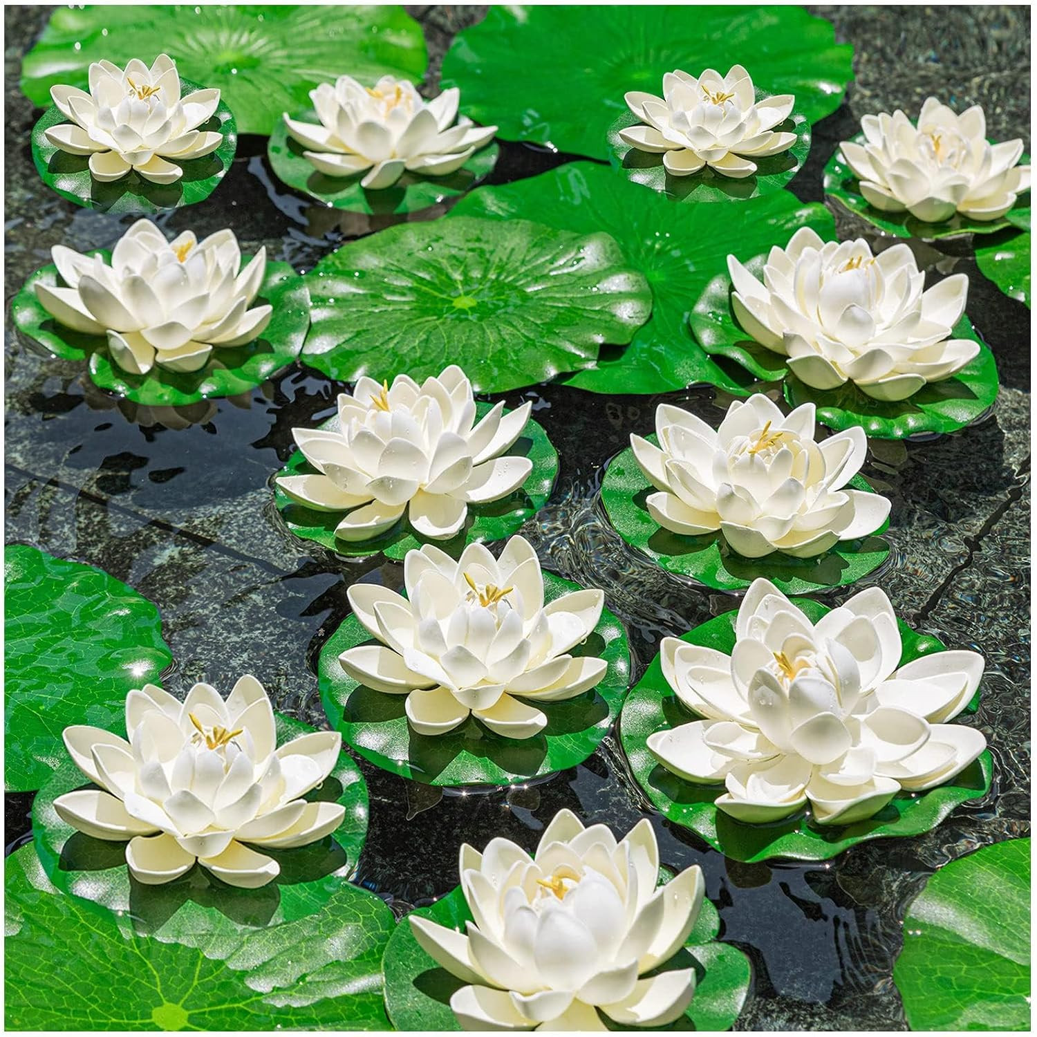 8Pcs Artificial Lotus Flower Decor, 7Inch & 4Inch Floating Foam Lotus Flowers, O