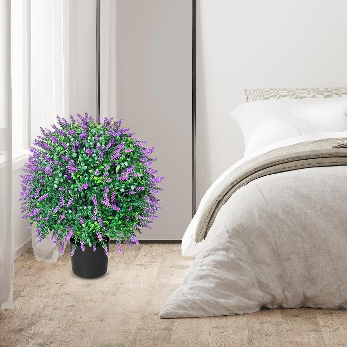 Set of 2 Tall Lavender Topiary Ball Trees – UV Resistant Potted Plants