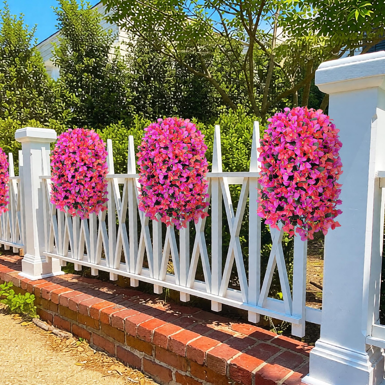 Artificial Hanging Bougainvillea Flowers for Outdoors, 2 PCS Realistic UV Res…