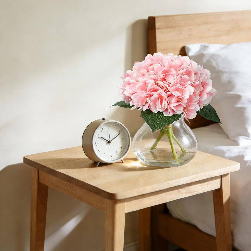 Artificial Hydrangea Flowers with Glass Vase and Fake Water for Home Table, Wedd