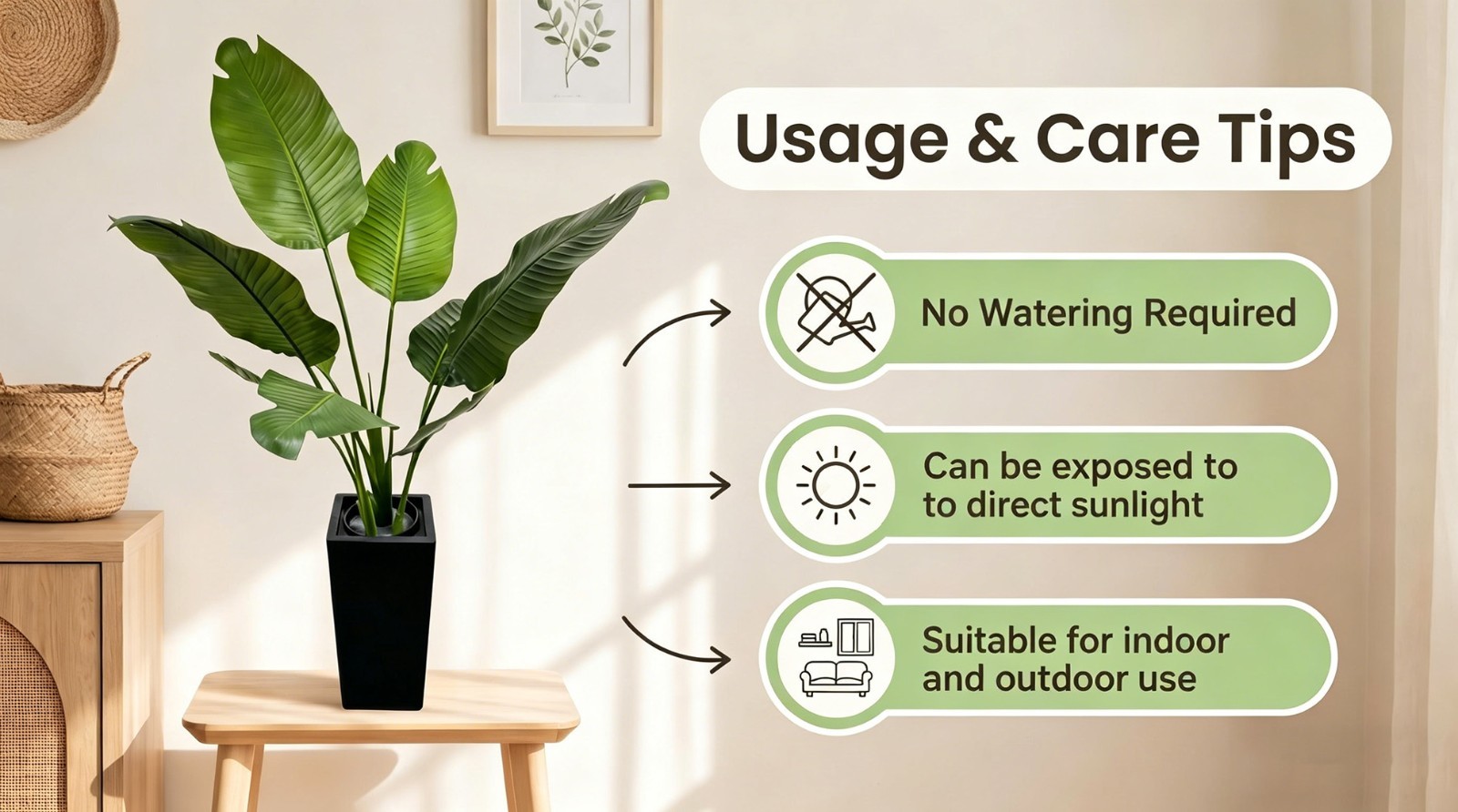 5FT Artificial Traveler Palm Banana Tree Bird of Paradise with Black Planter