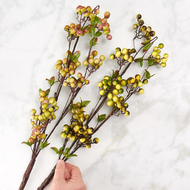 Set of 2 Variegated Artificail Berry Cluster Stems