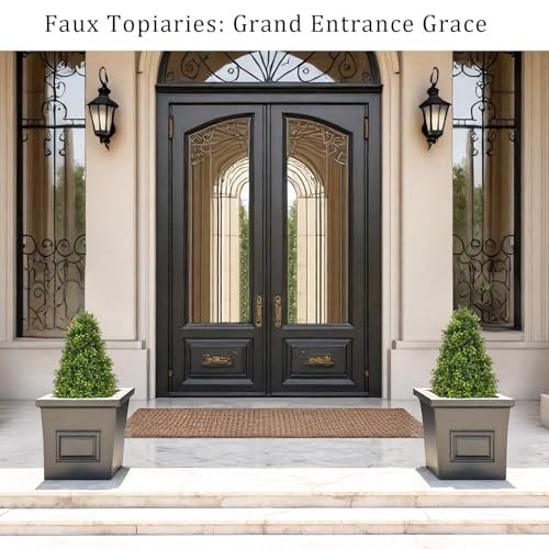 30″ Artificial Boxwood Faux Plants Outdoor, UV 30in Boxwood Light Green