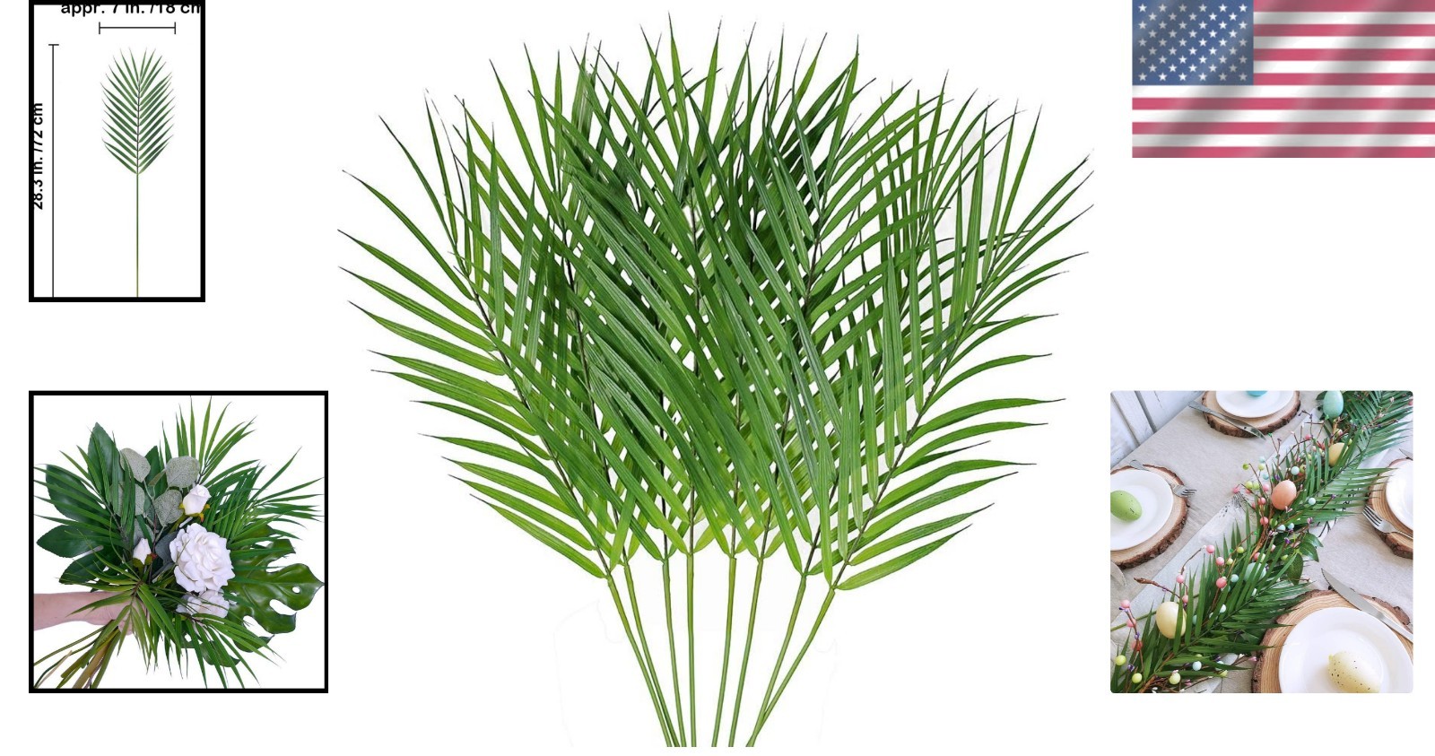 Artificial Areca Palm Leaves 8 Pcs Tropical Faux Greenery for Decor Flowe