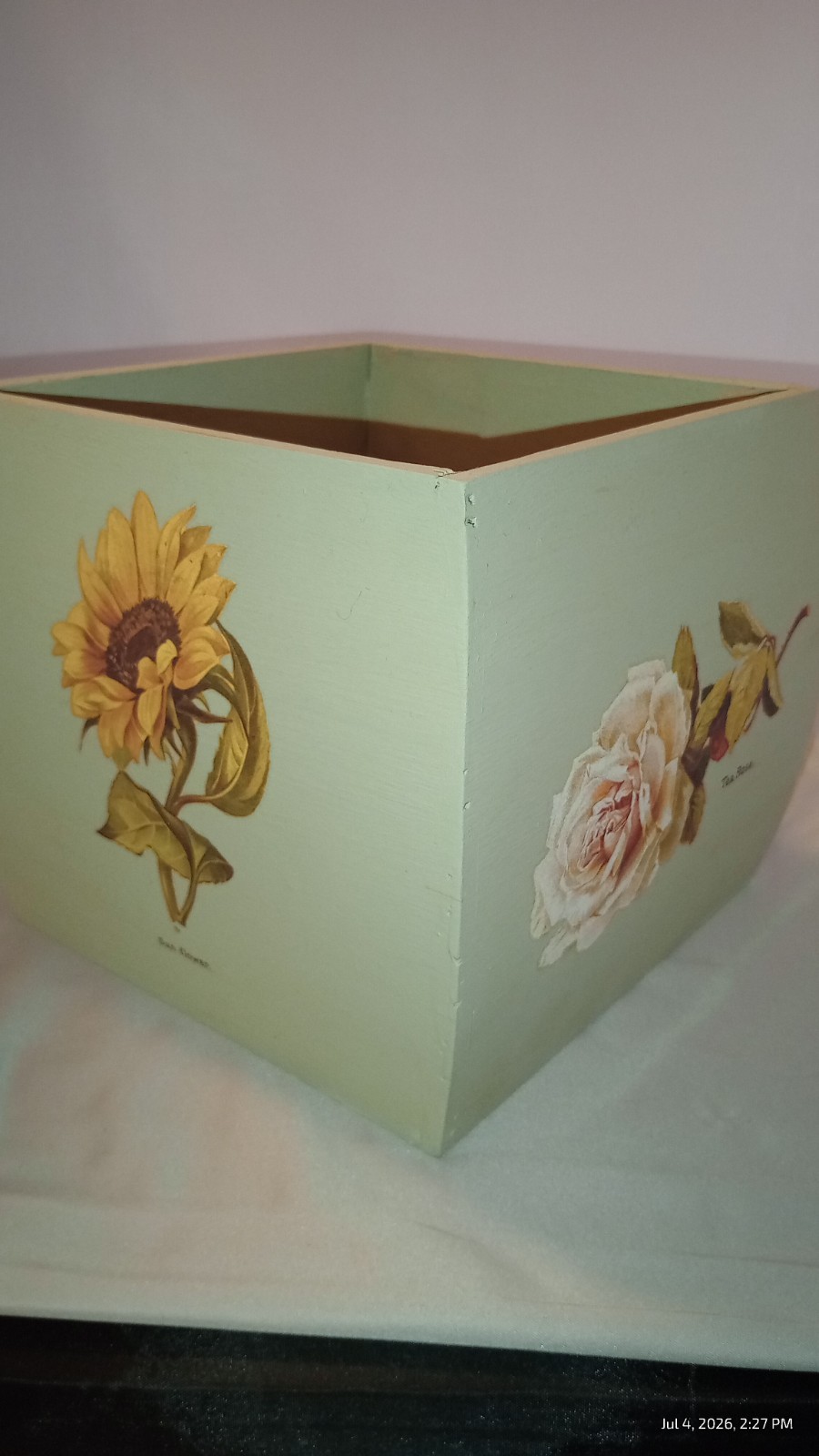 Painted, Decorative Squared Oval Pot. Painted Decorated And Waxed. Ready To…