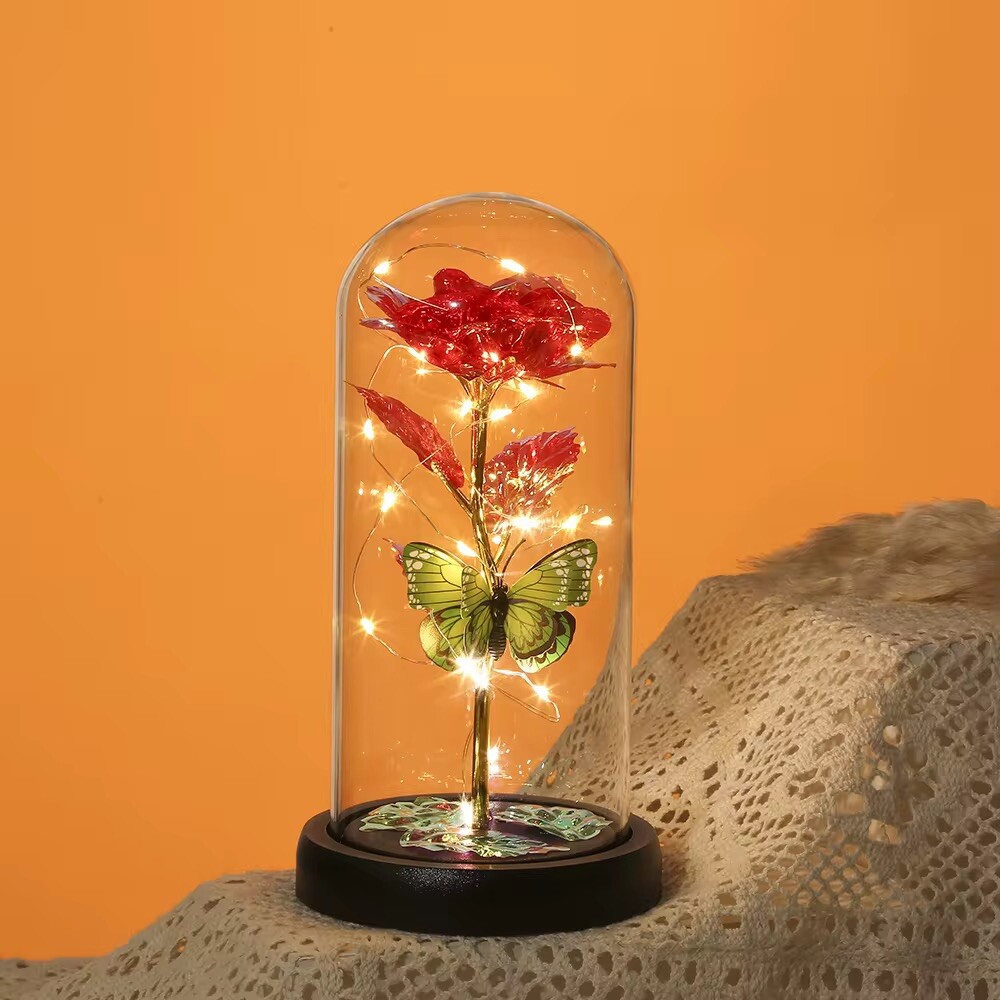 Eternal Forever Galaxy Rose Flower In Glass Dome LED Light Valentine’s Day