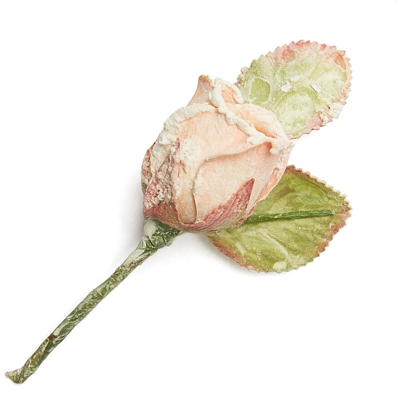 Lot of 6 Dried Artificial Pink Frosted Rose Bud 5-1/2″ Picks