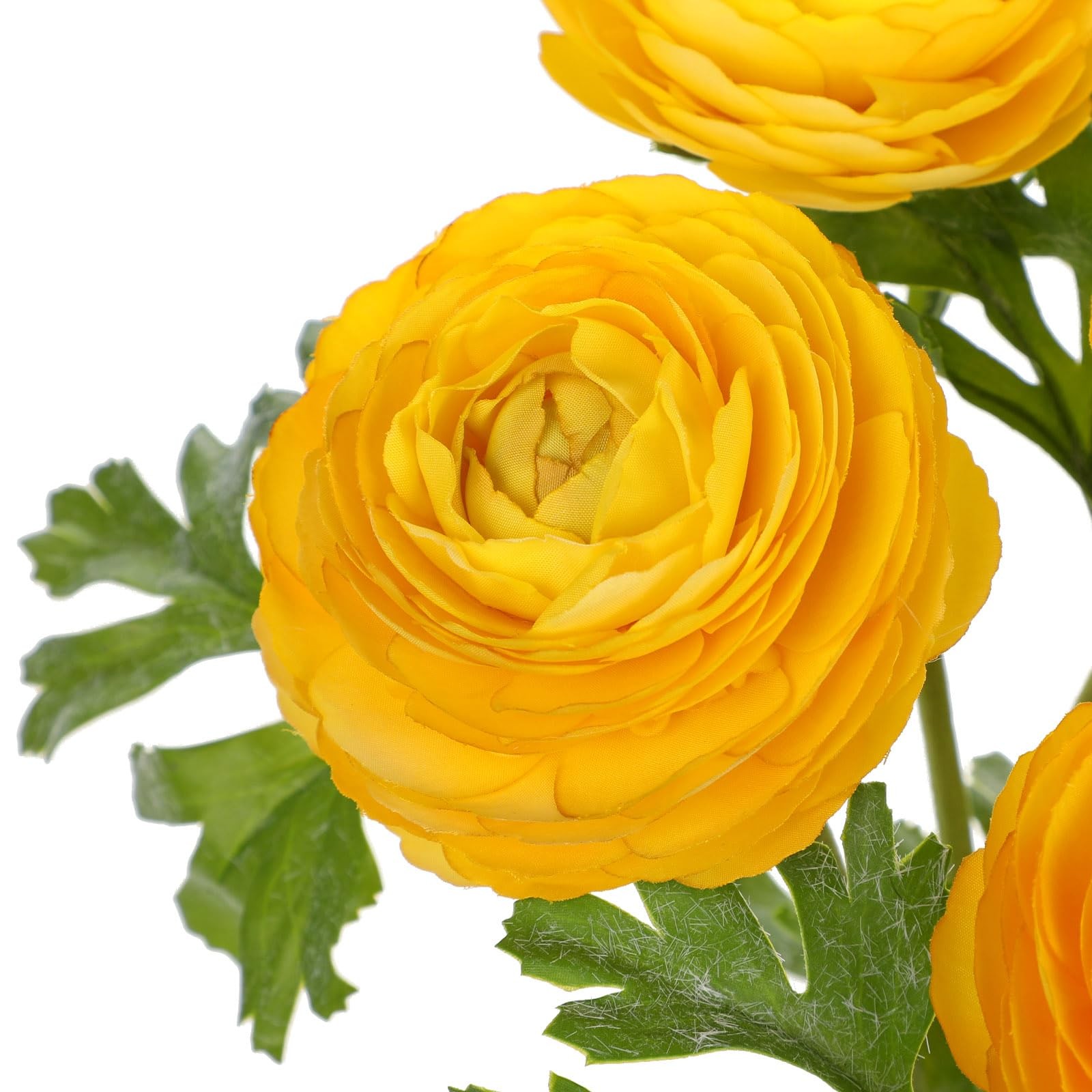 7 Heads Yellow Ranunculus Artificial Silk Flowers Small Bouquet Centerpieces