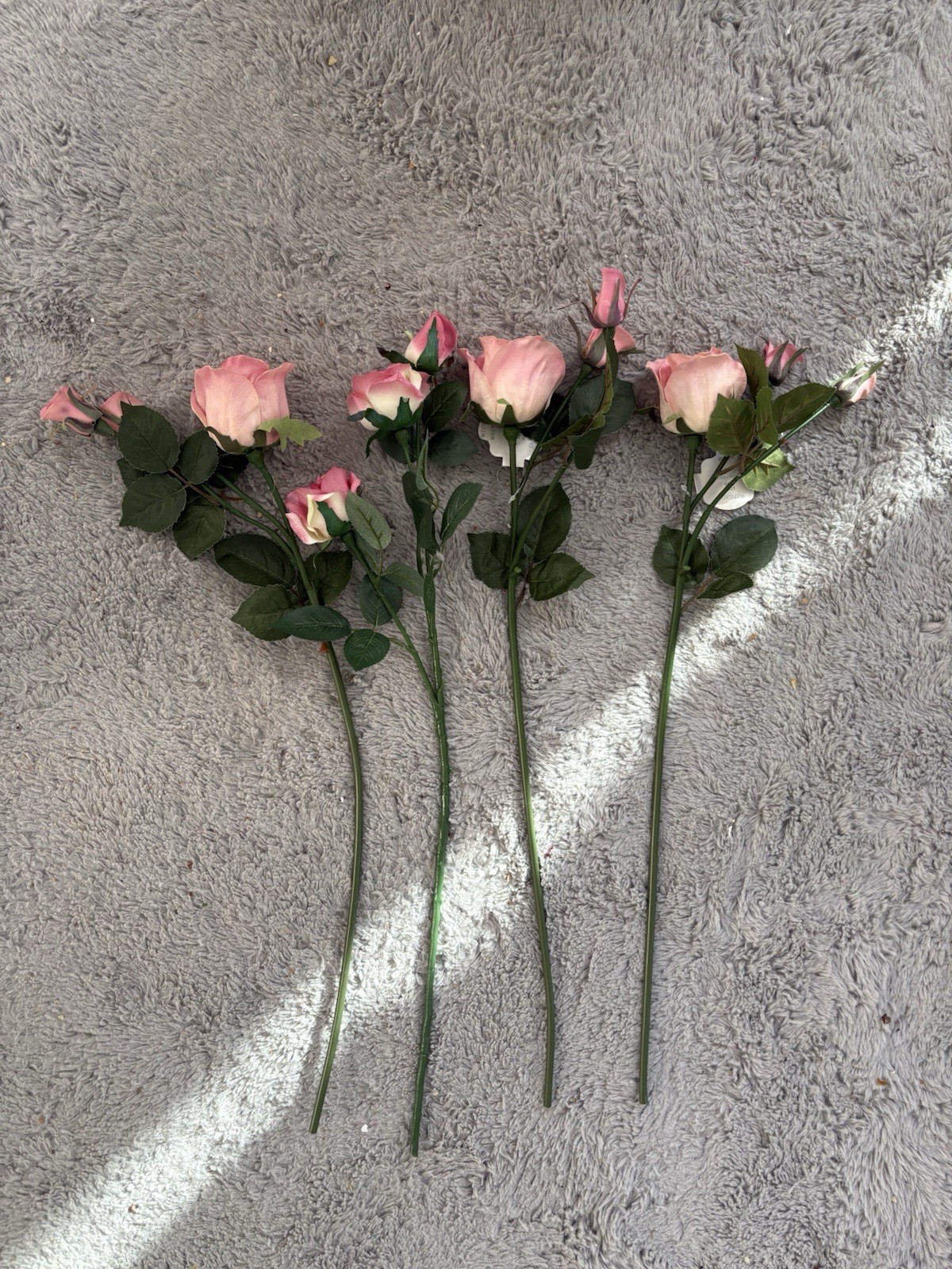4 Long Stem Bendable Foam Real Touch Sweetheart Roses Faux Flower Pink Peach