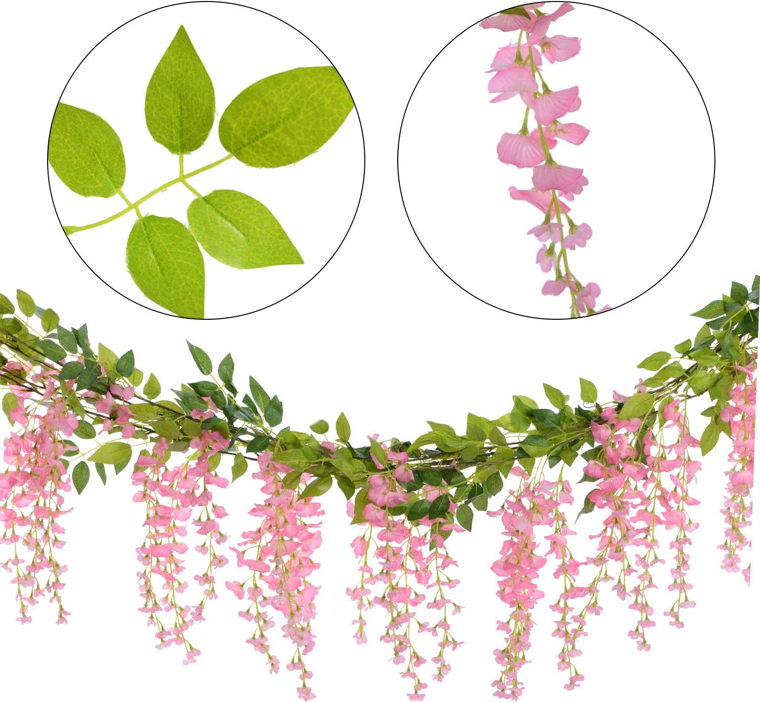 4 Pc Wisteria Artificial Flowers Garland 28.8Ft Silk Vine for Wedding Home D�Cor