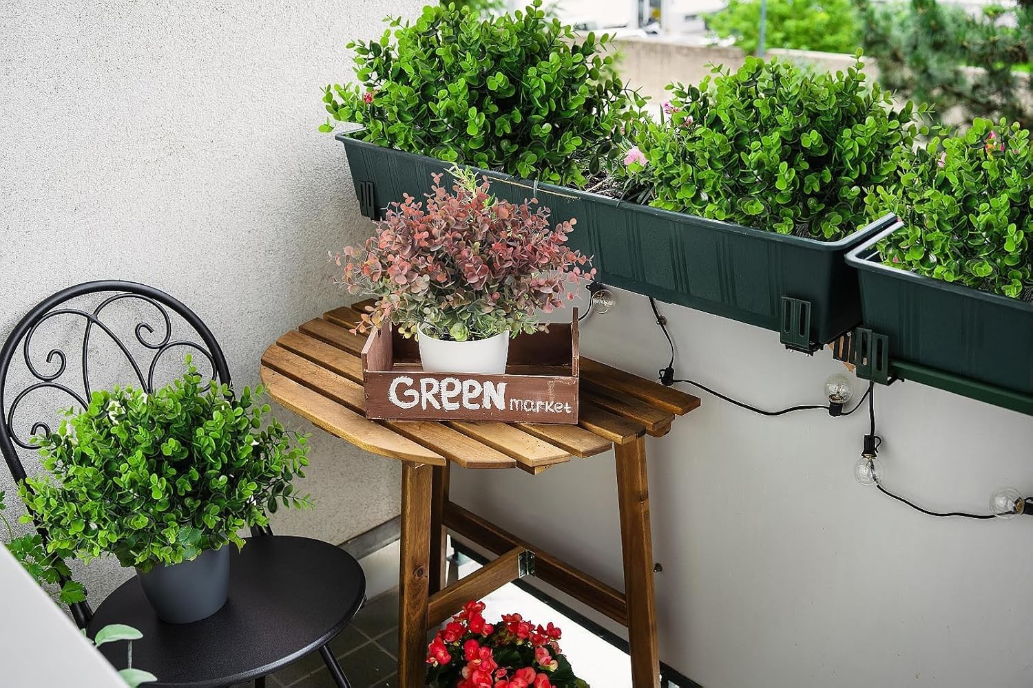 8 Bundles Artificial Bushes Greenery Plants Stems Faux Shrubs Boxwood Plants Out