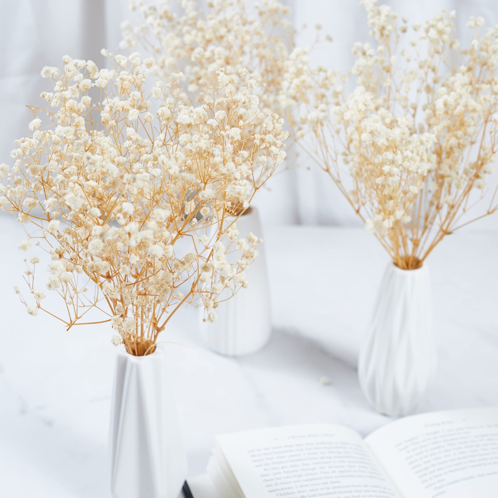 3 Bunches White Preserved Babys Breath Natural Fresh Gypsophila Flowers DIY